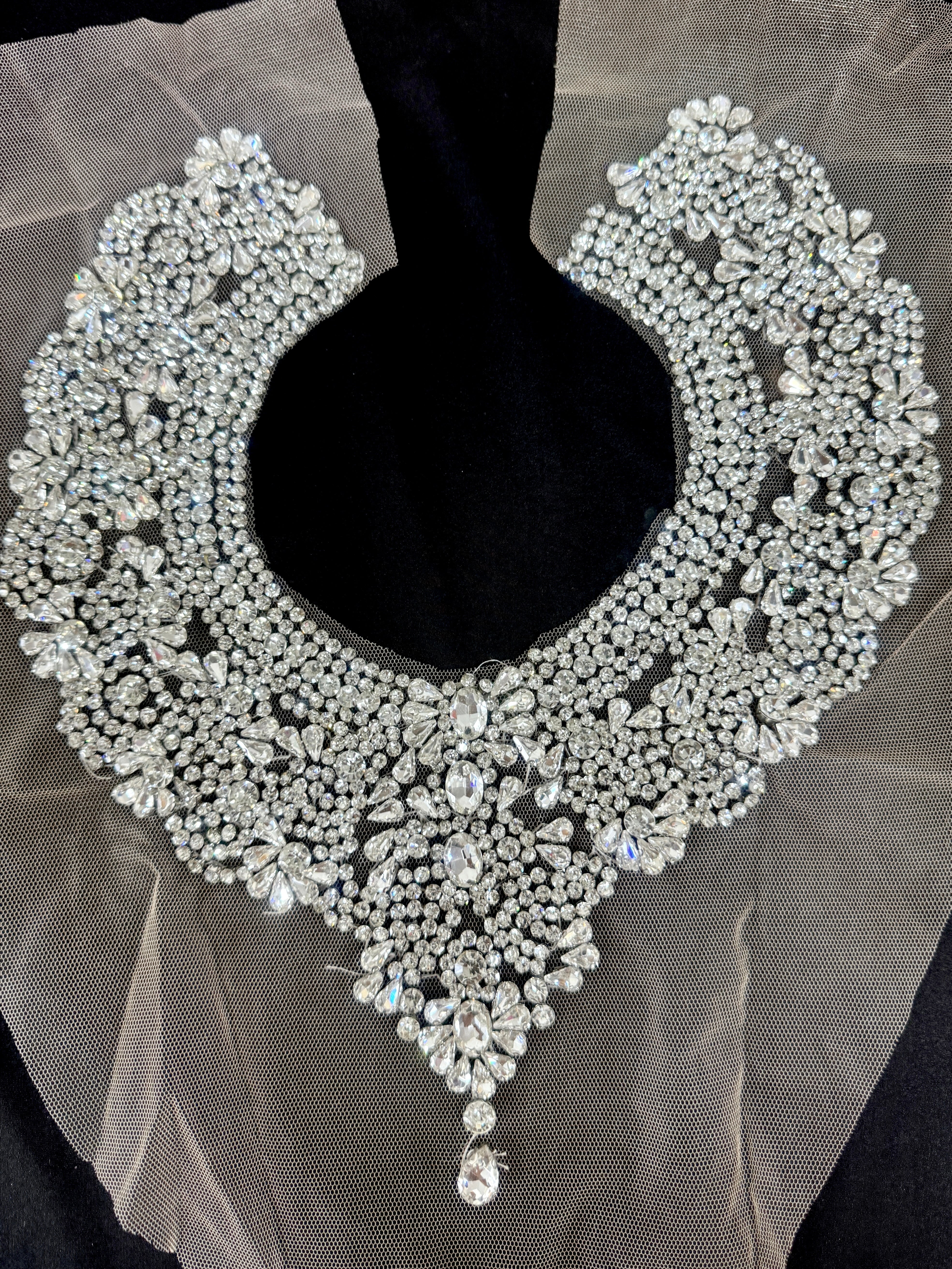 Queen Silver Rhinestone Necklace Applique, online textile store, sewing, fabric store, sewing store, cheap fabric store, kiki textiles