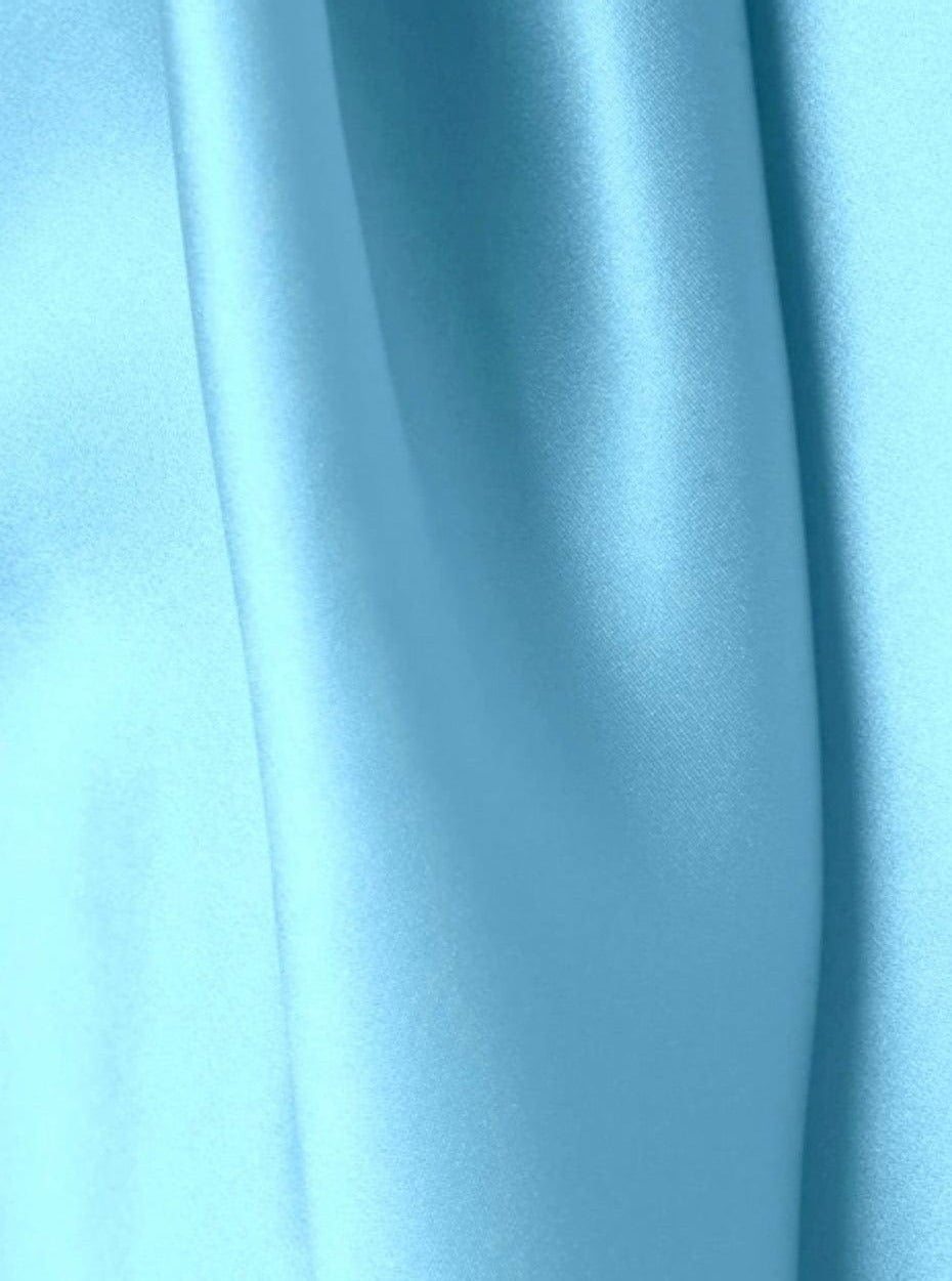 baby blue stretch crepe back satin, blue stretch crepe back satin, light blue stretch crepe back satin, premium stretch crepe back satin, satin for bride, satin for woman, satin in low price, cheap satin, satin on sale