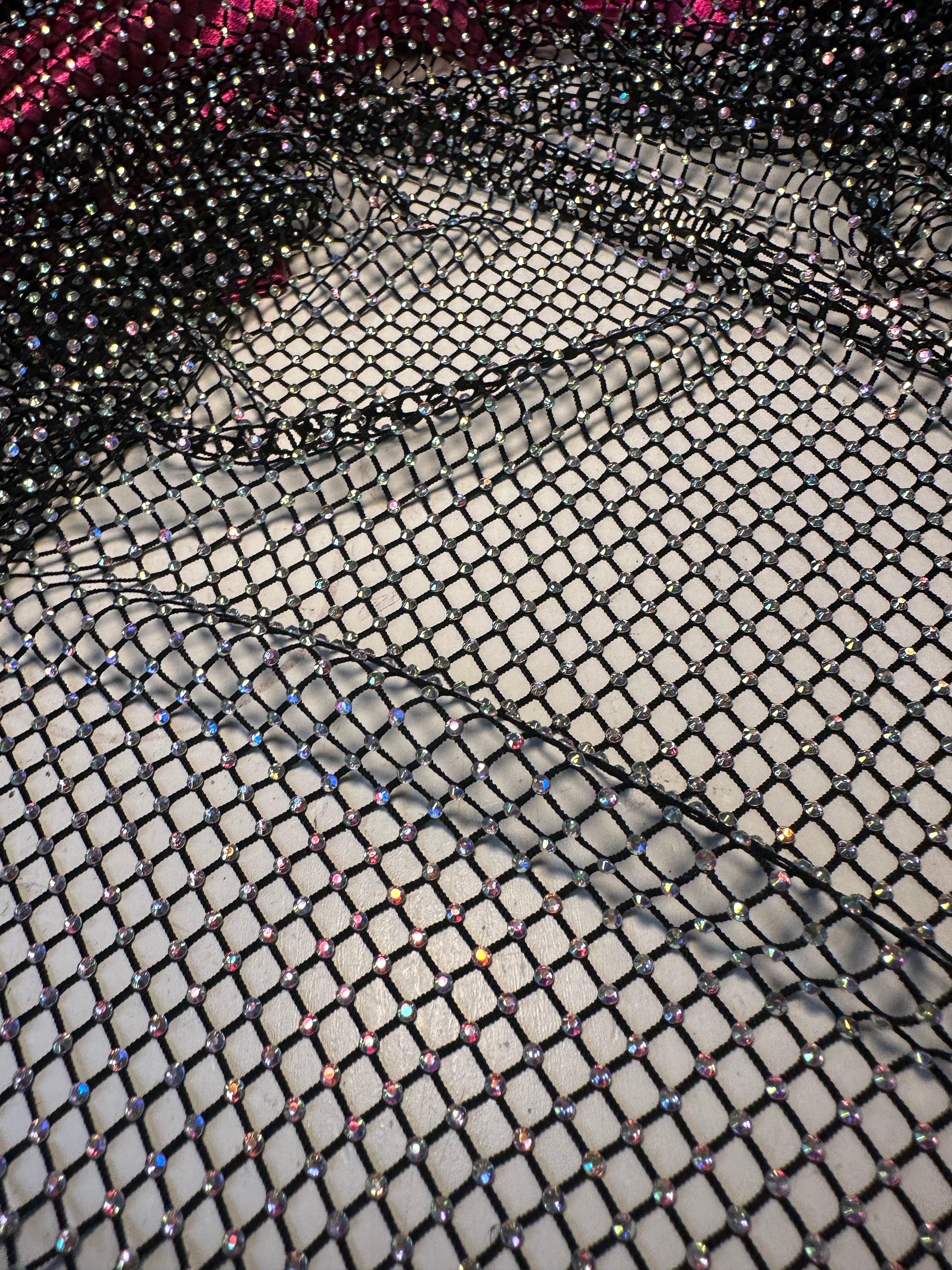  Black Rhinestone Diamond Fishnet Mesh, black power mesh, printed power mesh, jet black mesh, gray power mesh, dark gray power mesh