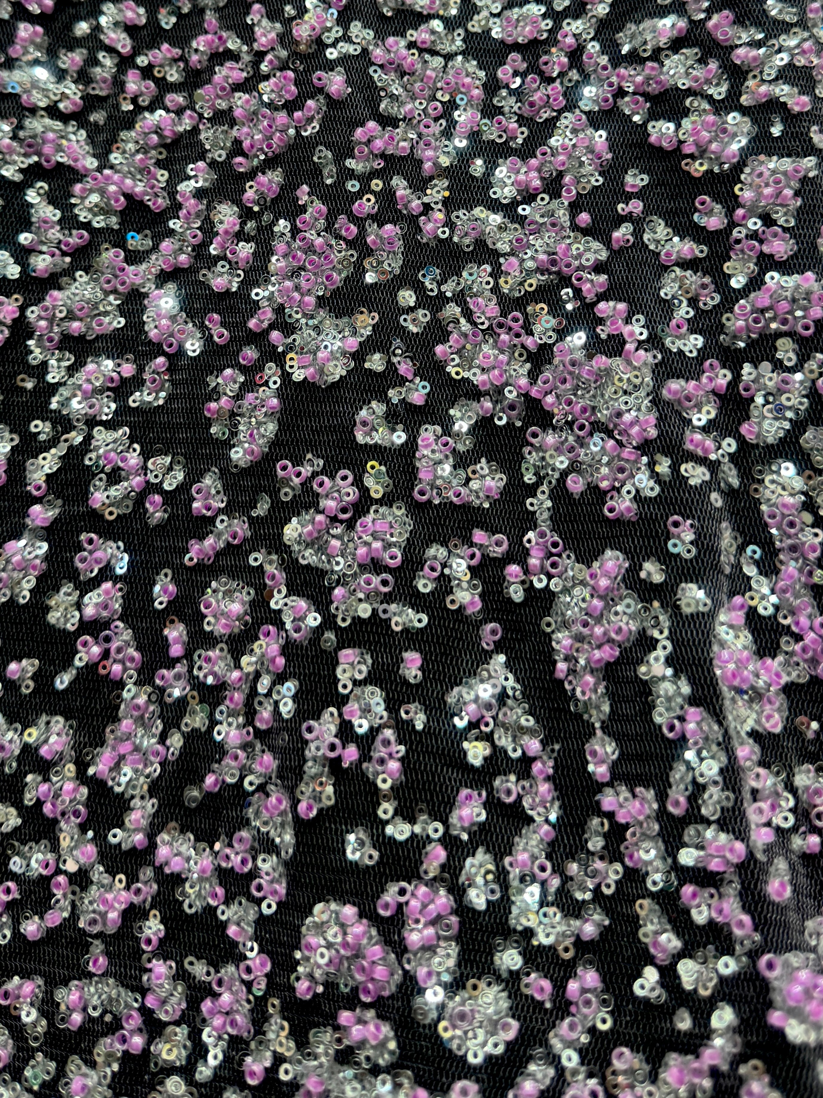 Lilac-Silver Beaded Sequin Lace,online textile store, sewing, fabric store, sewing store, cheap fabric store, kiki textiles