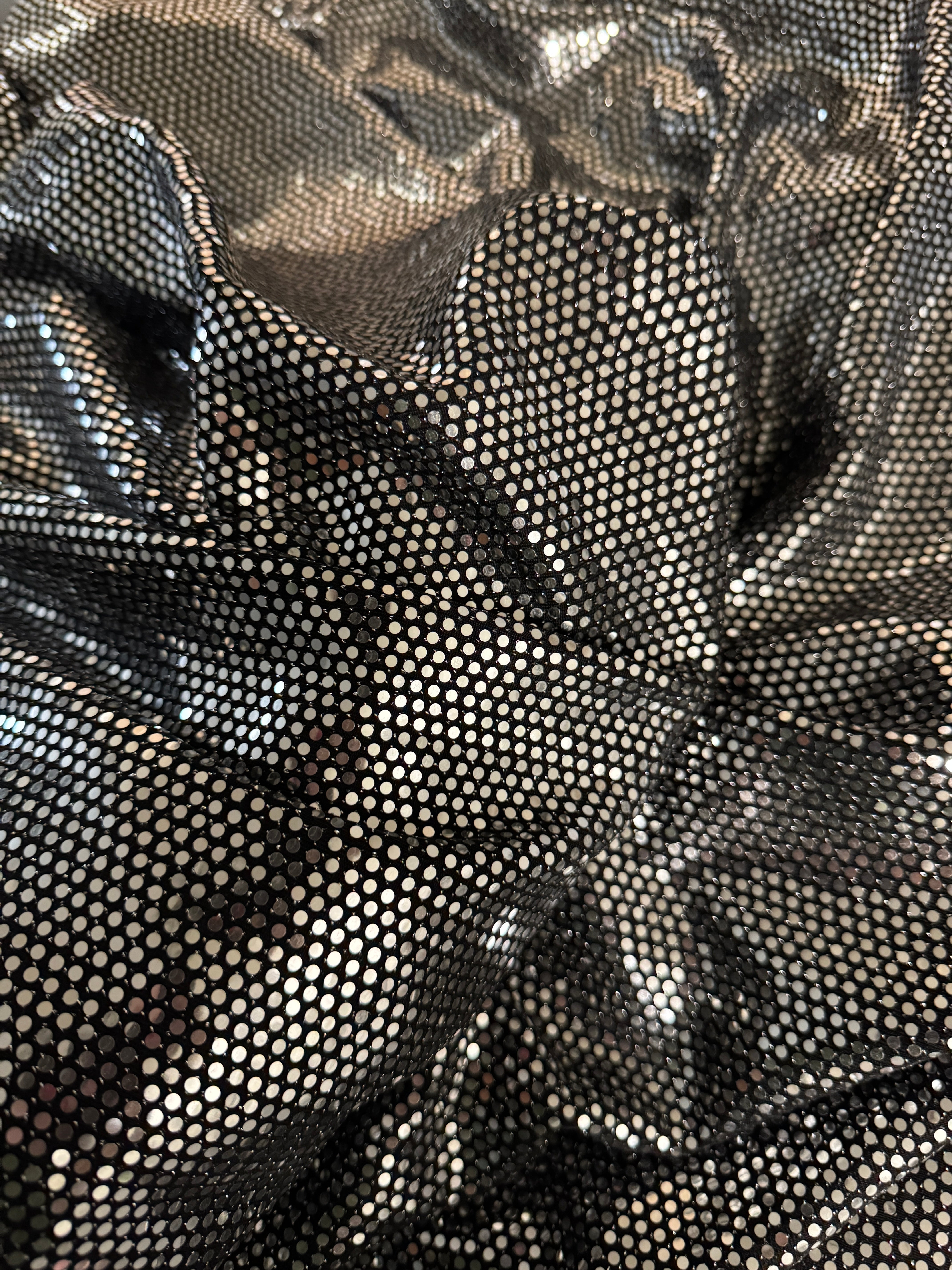 Silver Sequin Mirror Foiled Spandex, Sequin Spandex, Sequin Lycra, Foil Spandex, Mirror Spandex, Mirror Fabric, Metallic Spandex, Metallic Fabric, Foil Fabric