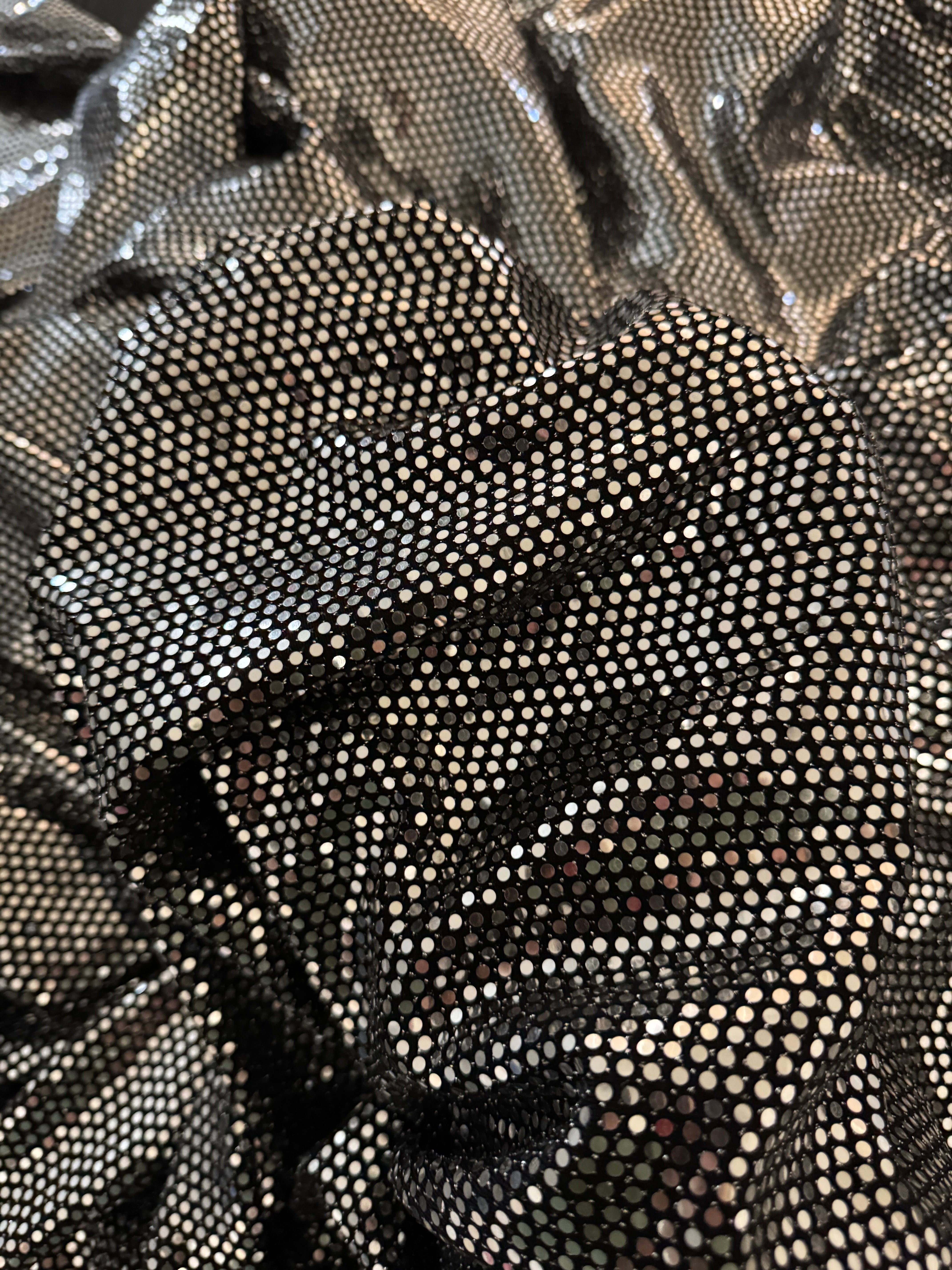 Silver Sequin Mirror Foiled Spandex, Sequin Spandex, Sequin Lycra, Foil Spandex, Mirror Spandex, Mirror Fabric, Metallic Spandex, Metallic Fabric, Foil Fabric