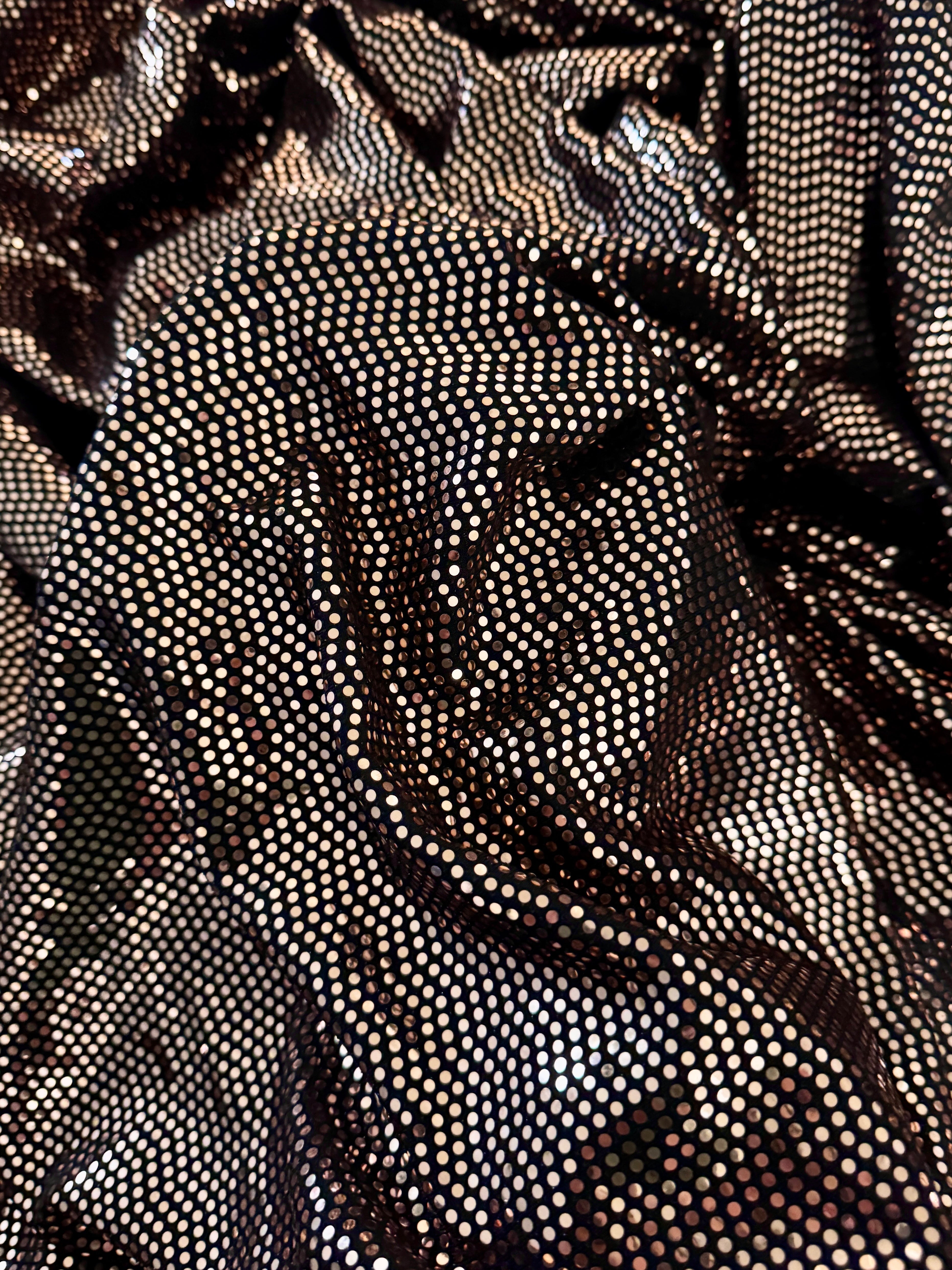 Rose Gold Sequin Mirror Foiled Spandex, Fabric Store, Sewing Store, Cheap Fabric Store, Kiki Textiles, Textile by the Yard