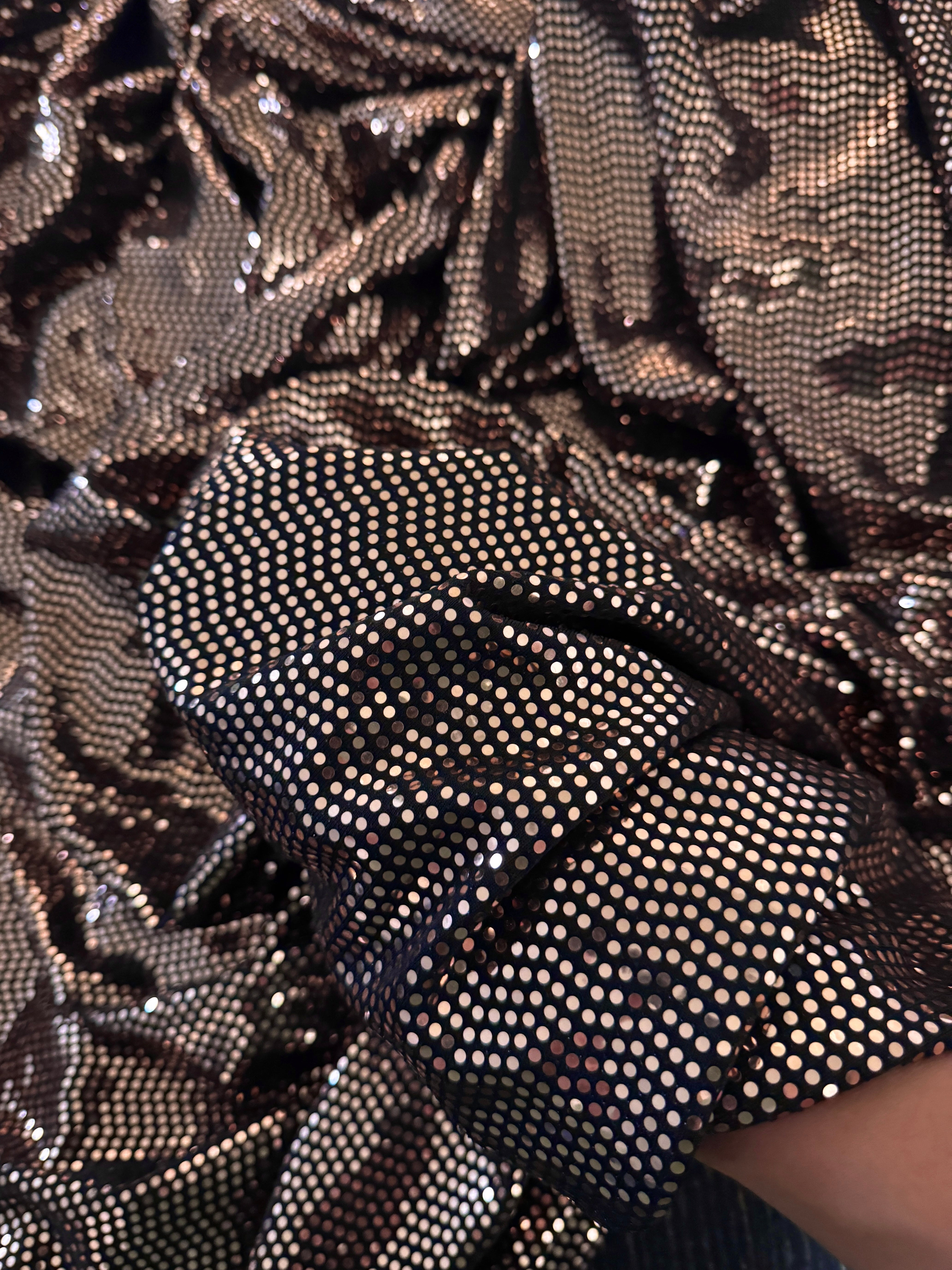 Rose Gold Sequin Mirror Foiled Spandex, Sequin Spandex, Sequin Lycra, Foil Spandex, Mirror Spandex, Mirror Fabric, Metallic Spandex, Metallic Fabric, Foil Fabric