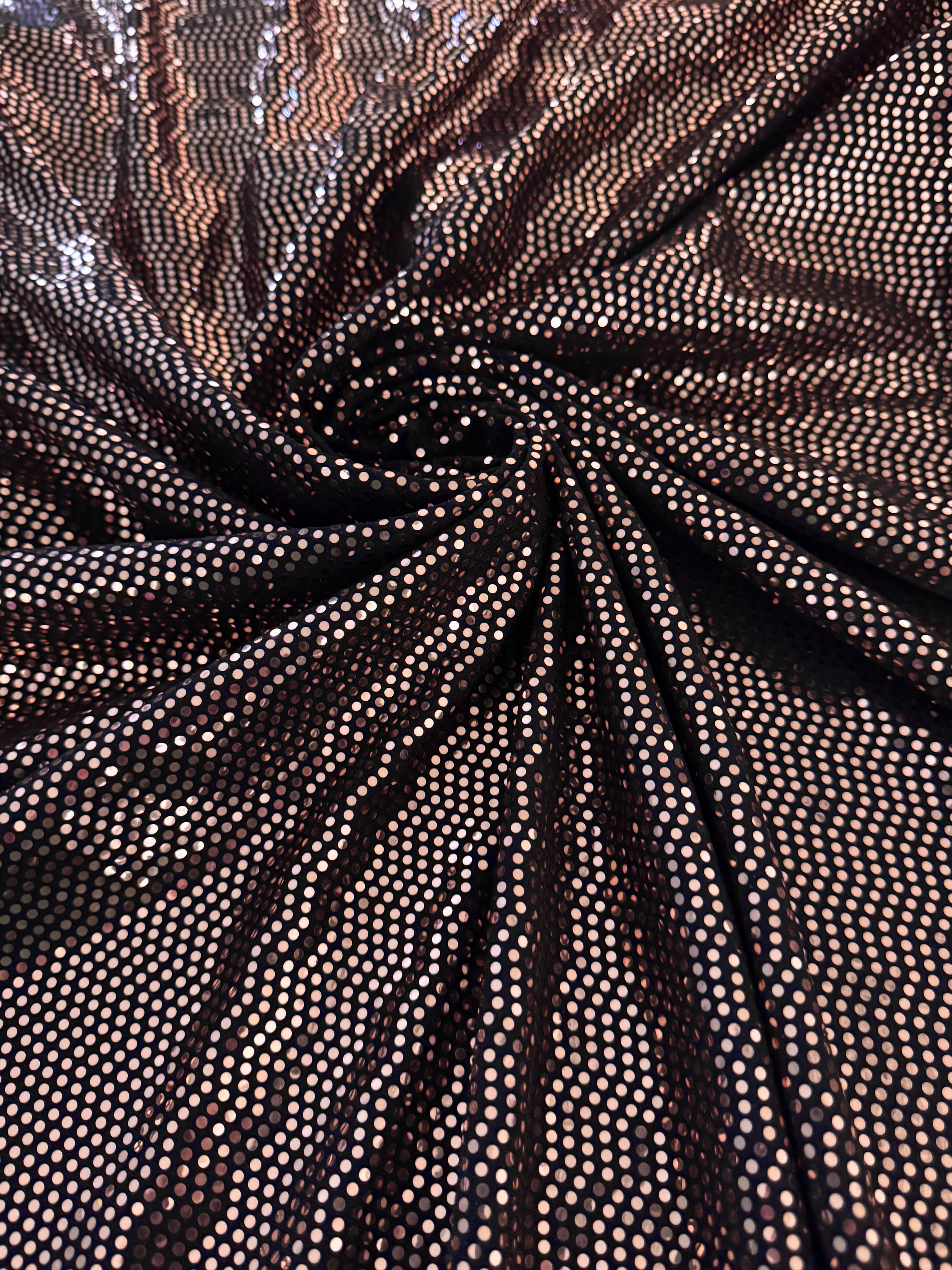 Rose Gold Sequin Mirror Foiled Spandex, Sequin Spandex, Sequin Lycra, Foil Spandex, Mirror Spandex, Mirror Fabric, Metallic Spandex, Metallic Fabric, Foil Fabric