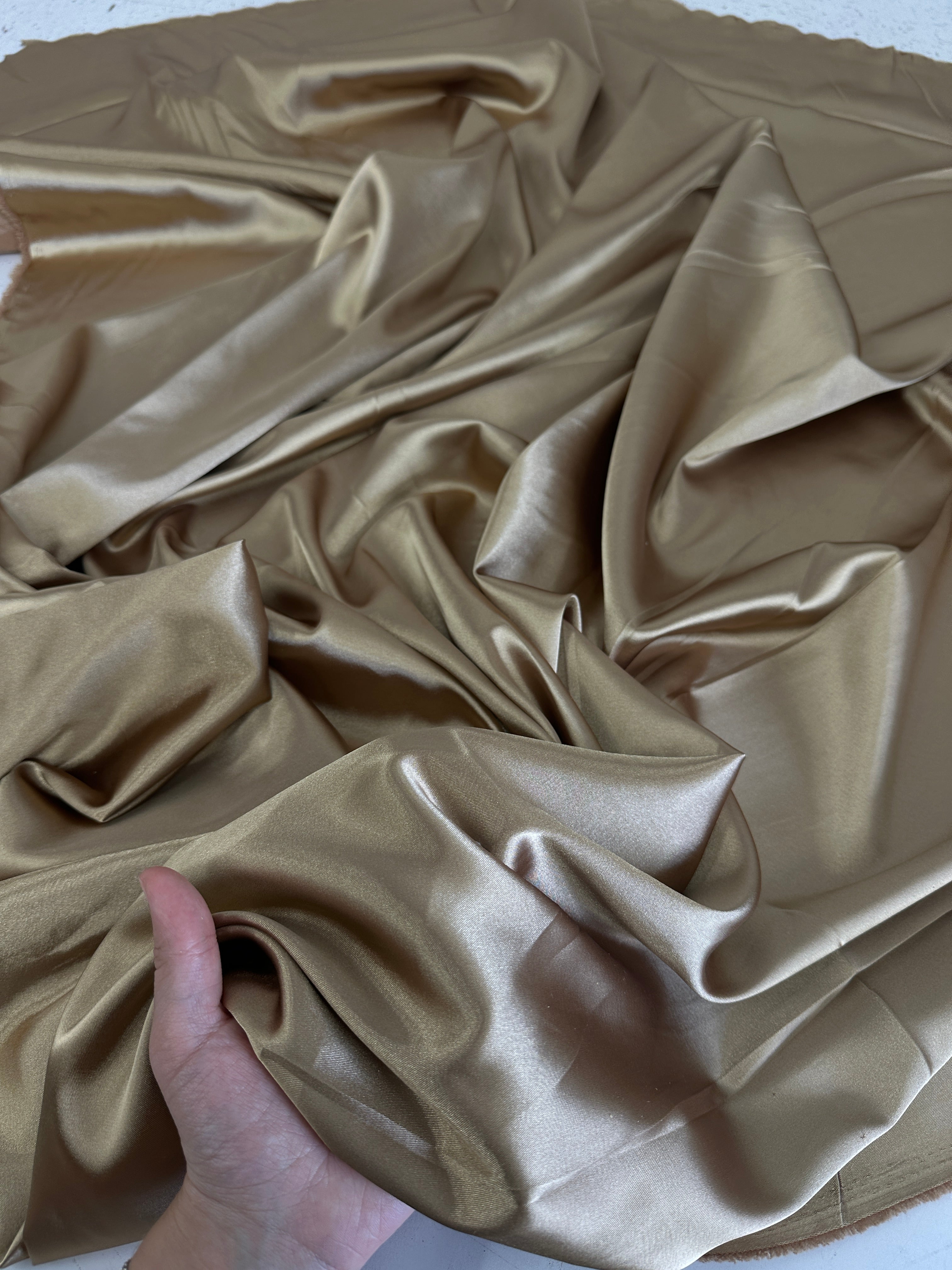 Deluxe Gold Stretch Crepe Back Satin, Gold Satin, Premium Stretch Crepe Back Satin, Satin for Bride, Satin for Women, Satin in Low Price, Cheap Satin, Satin on Sale