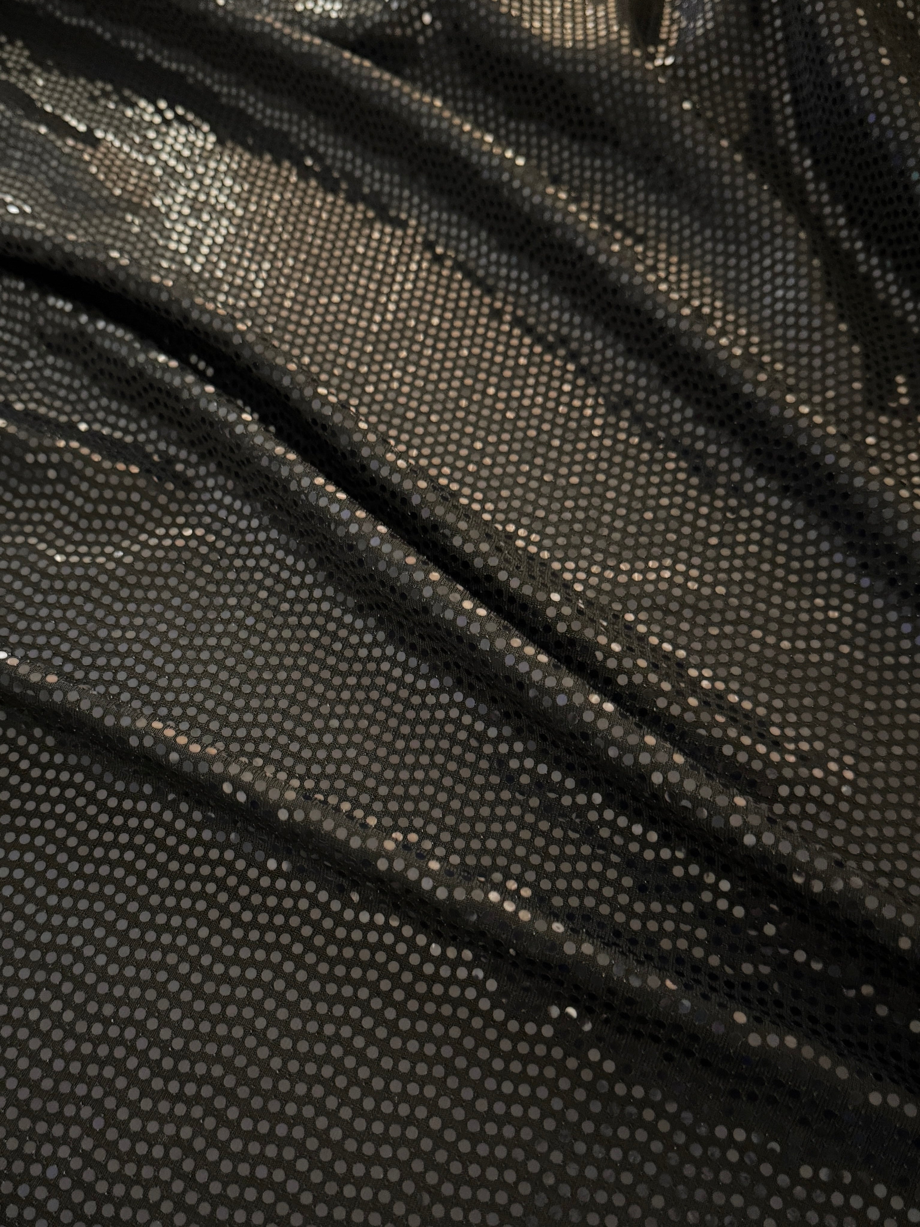 Black Sequin Mirror Foiled Spandex, Sequin Spandex, Sequin Lycra, Foil Spandex, Mirror Spandex, Mirror Fabric, Metallic Spandex, Metallic Fabric, Foil Fabric