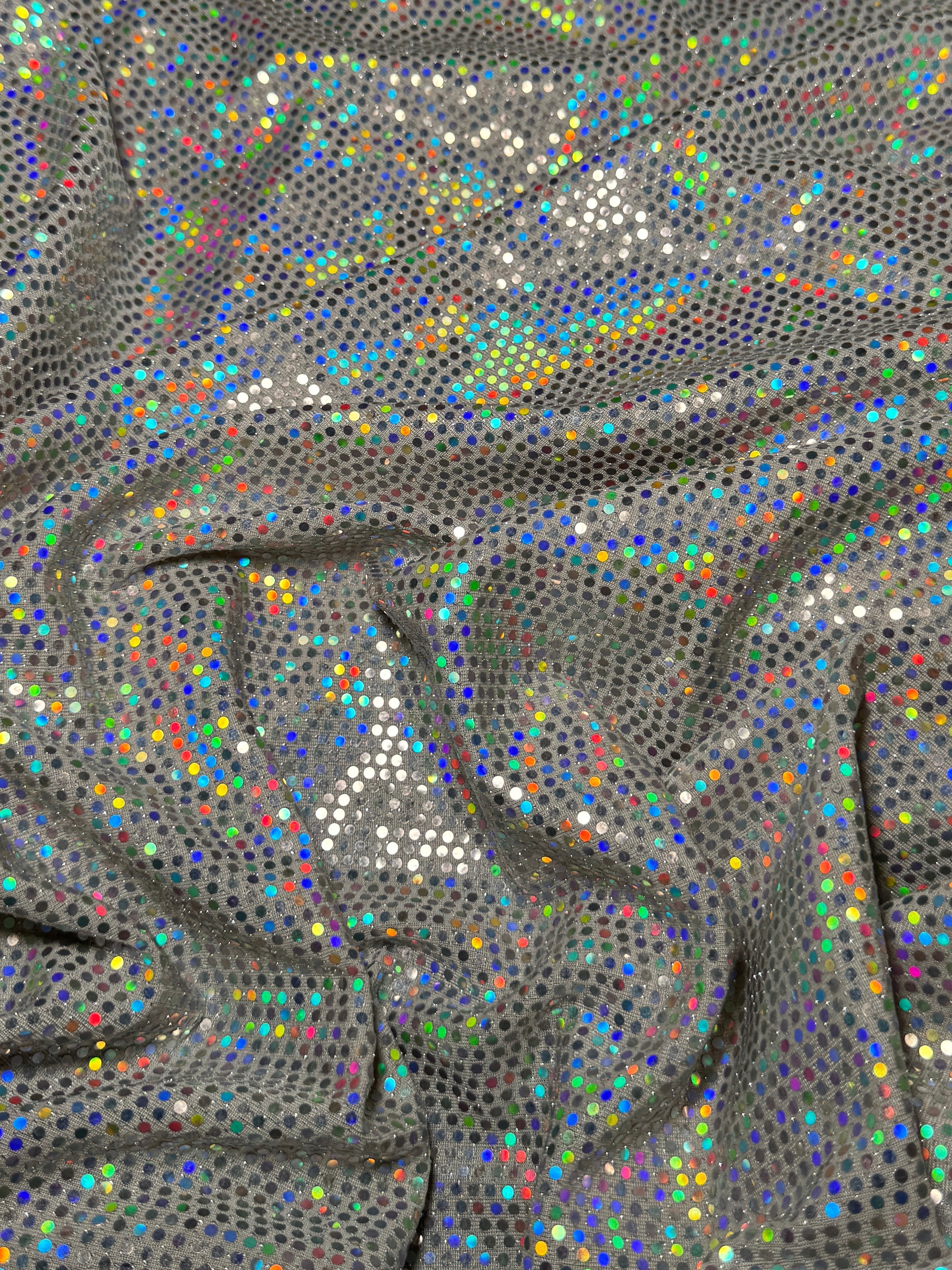 Off White Iridescent Sequin Mirror Foiled Spandex, Sequin Spandex, Sequin Lycra, Foil Spandex, Mirror Spandex, Mirror Fabric, Metallic Spandex, Metallic Fabric, Foil Fabric