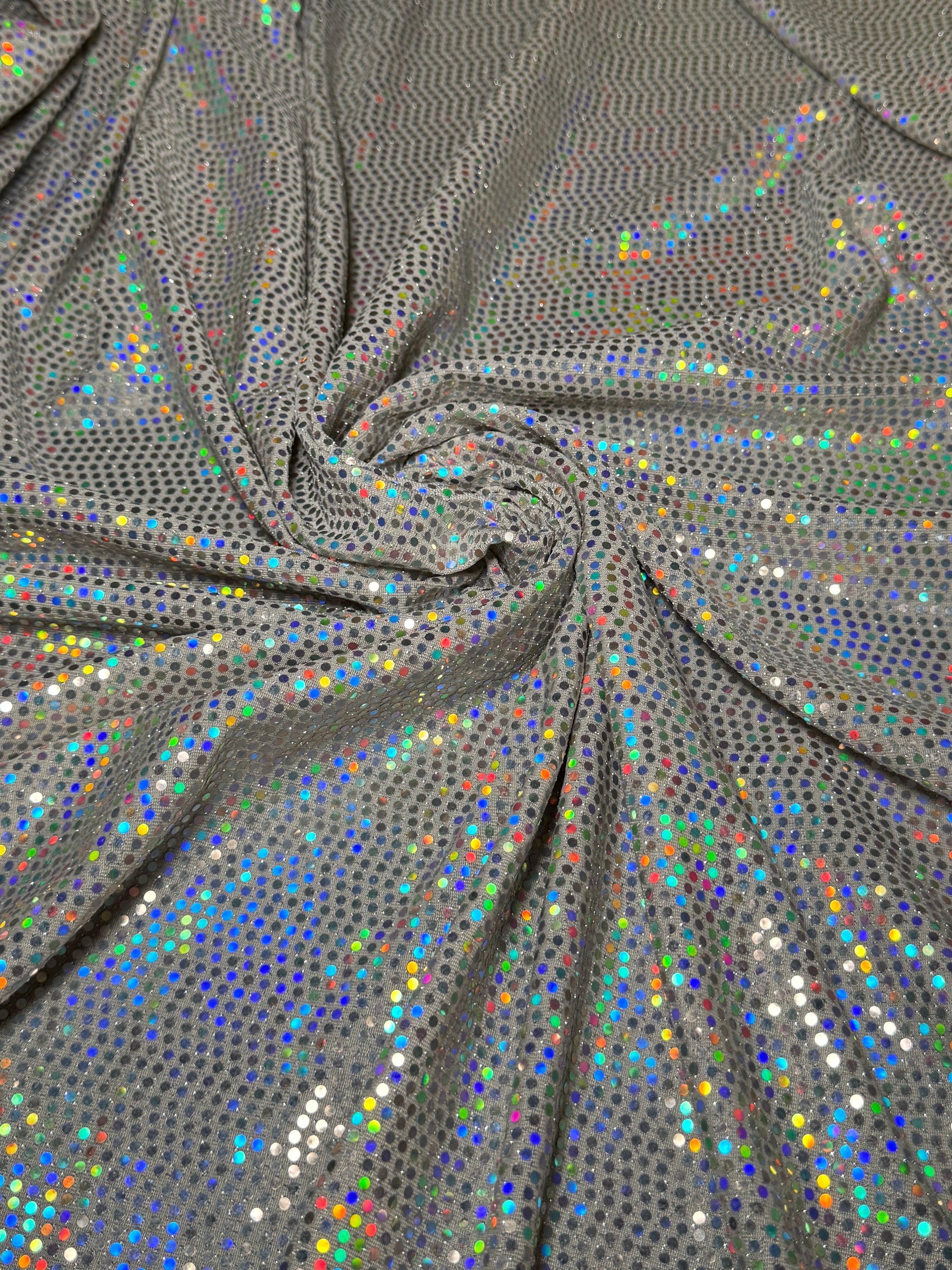 Off White Iridescent Sequin Mirror Foiled Spandex, Sequin Spandex, Sequin Lycra, Foil Spandex, Mirror Spandex, Mirror Fabric, Metallic Spandex, Metallic Fabric, Foil Fabric