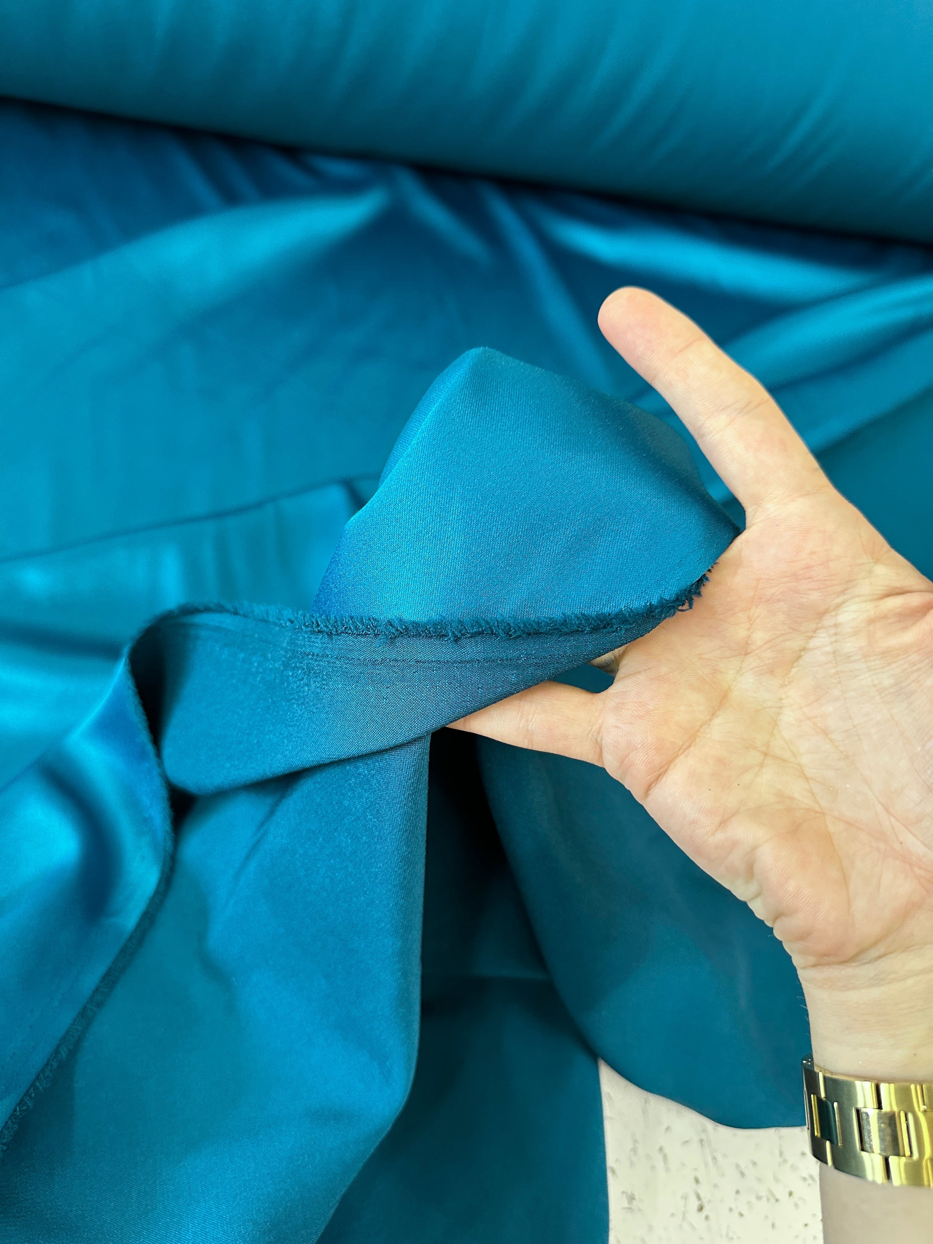 teal blue stretch crepe back satin, blue stretch crepe back satin, dark blue stretch crepe back satin, premium stretch crepe back satin, satin for bride, satin for woman, satin in low price, cheap satin, satin on sale