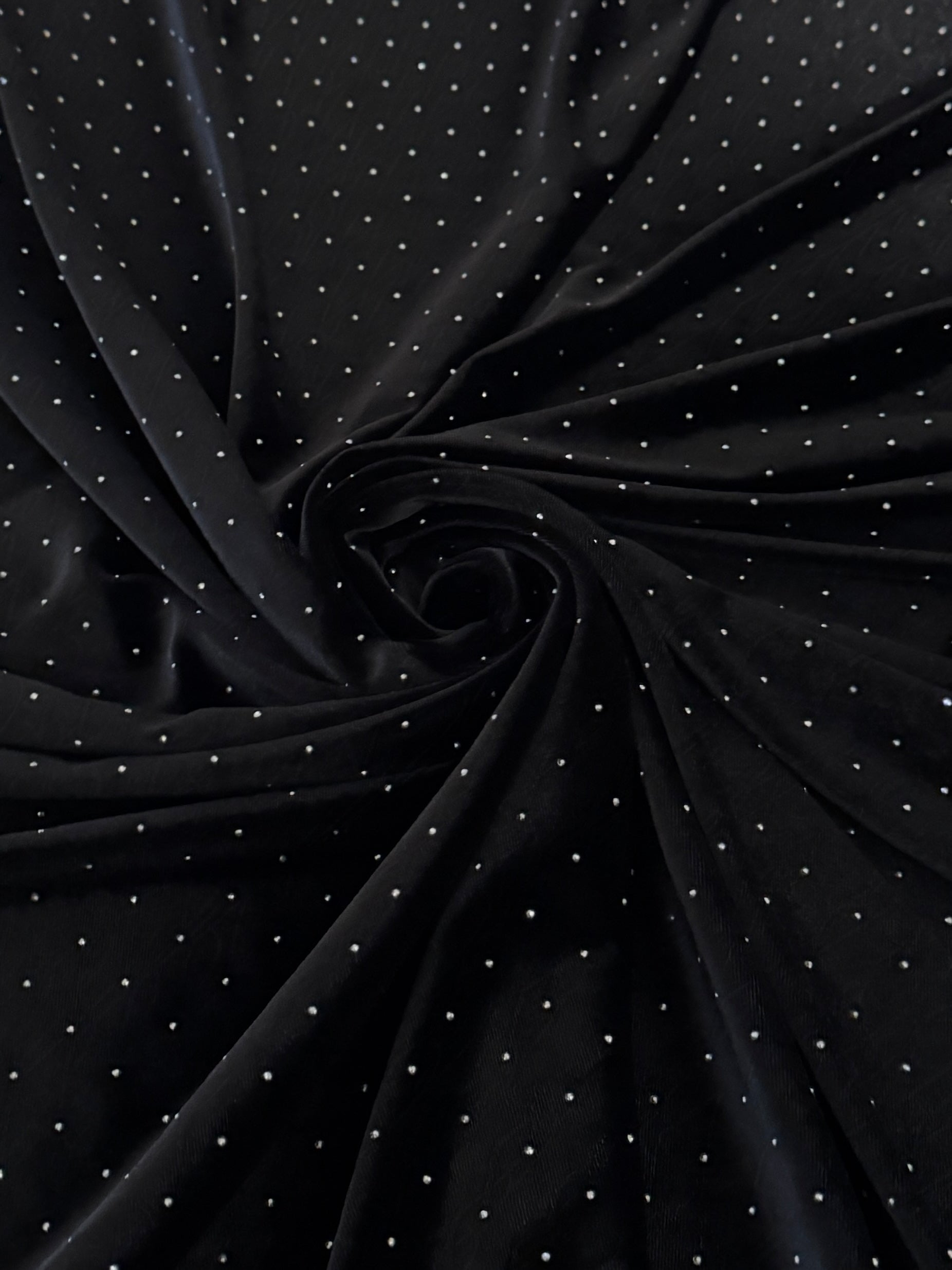 Black Sturdust Rhinestone Beaded Stretch Velvet, Rhinestone Velvet, Beaded Velvet, Stretch Velvet, Velvet Fabric, Rhinestone Fabric, Beaded Fabric, Embellished Velvet, Embellished Fabric, Crystal Velvet