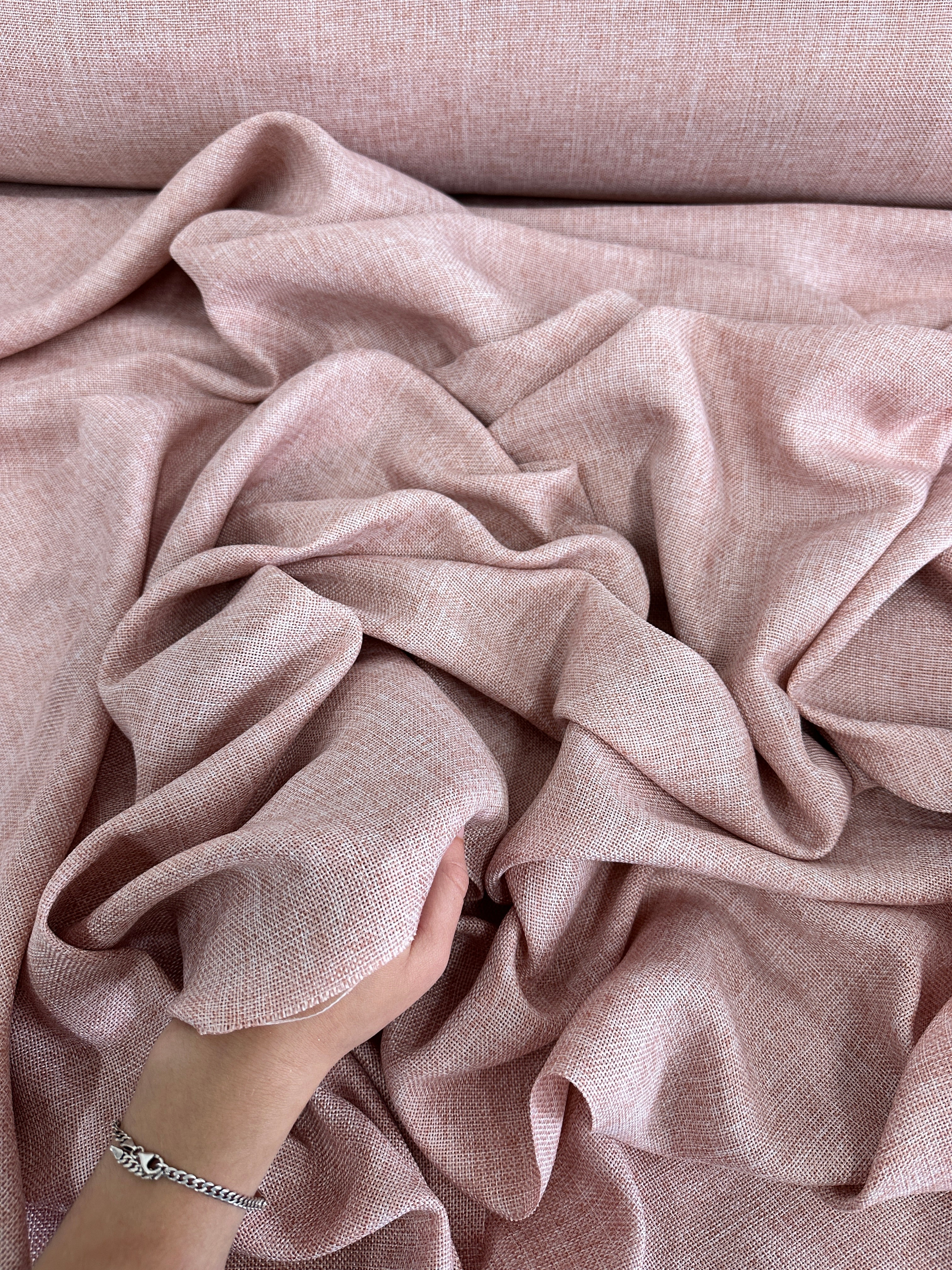 Blush Pink Faux Linen, Faux Linen, Linen Fabric by Yard, Linen Fabric, Linen Material, Premium Linen, Durable Fabric, Home Decor Fabric