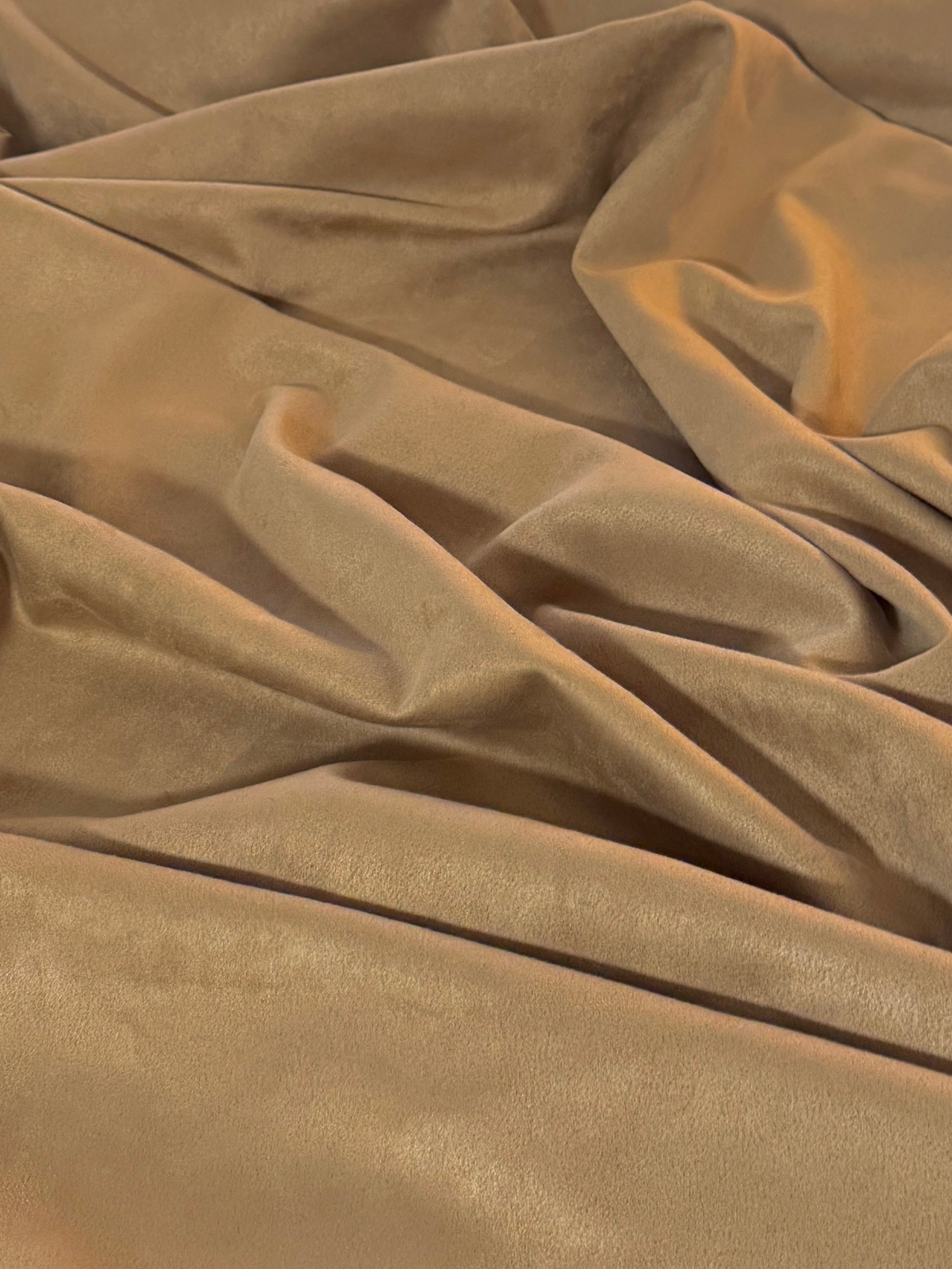 Khaki Stretch Apparel Techno Suede, Techno Suede Fabric, Faux Suede Fabric, Microfiber Suede Fabric, Vegan Suede Fabric, Elastic Suede Fabric, Spandex Suede Fabric, Suede Knit Fabric