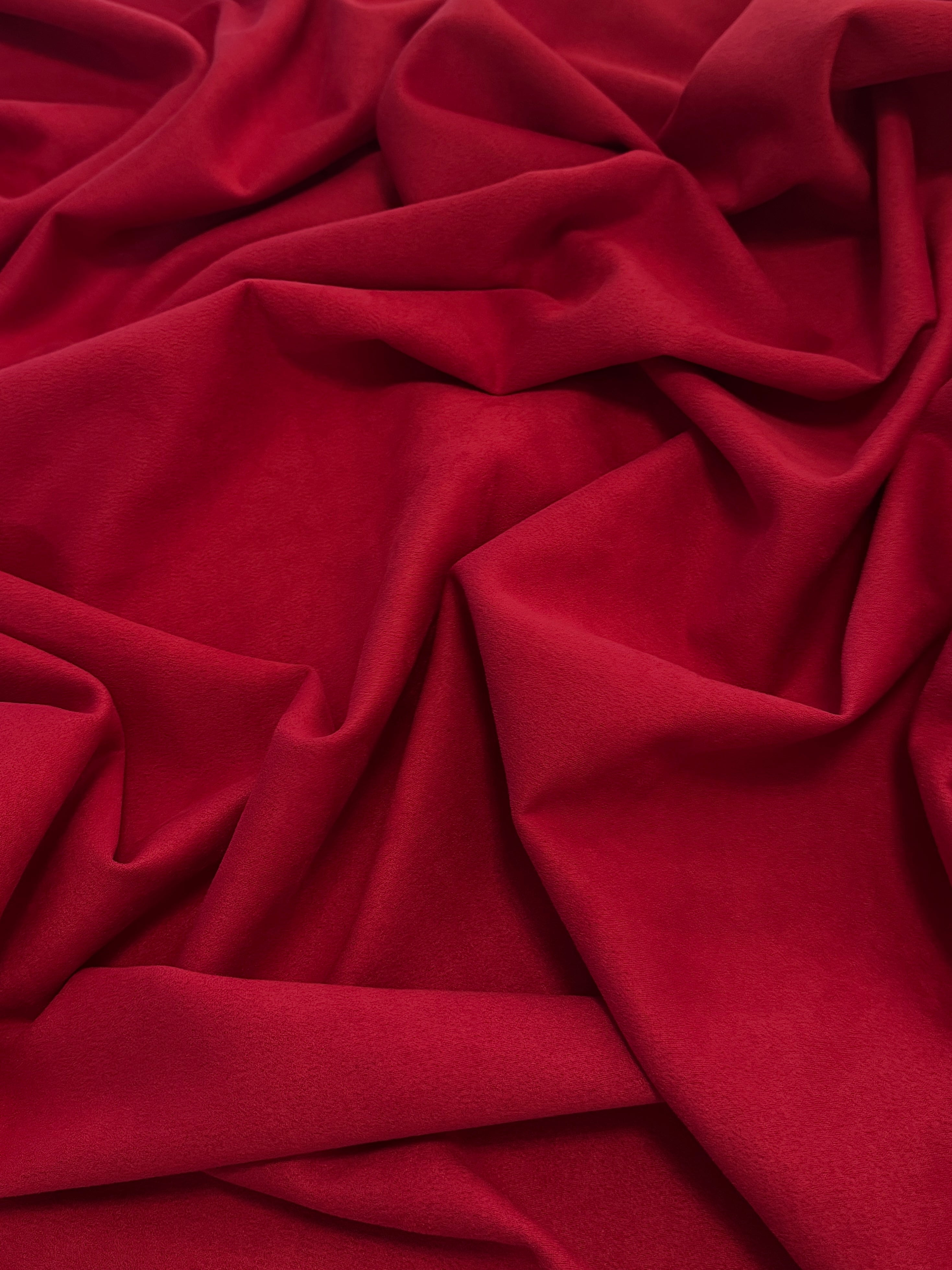 Red Stretch Apparel Techno Suede, Stretch Suede Fabric, Techno Suede Fabric, Faux Suede Fabric, Microfiber Suede Fabric, Vegan Suede Fabric, Elastic Suede Fabric, Spandex Suede Fabric, Suede Knit Fabric