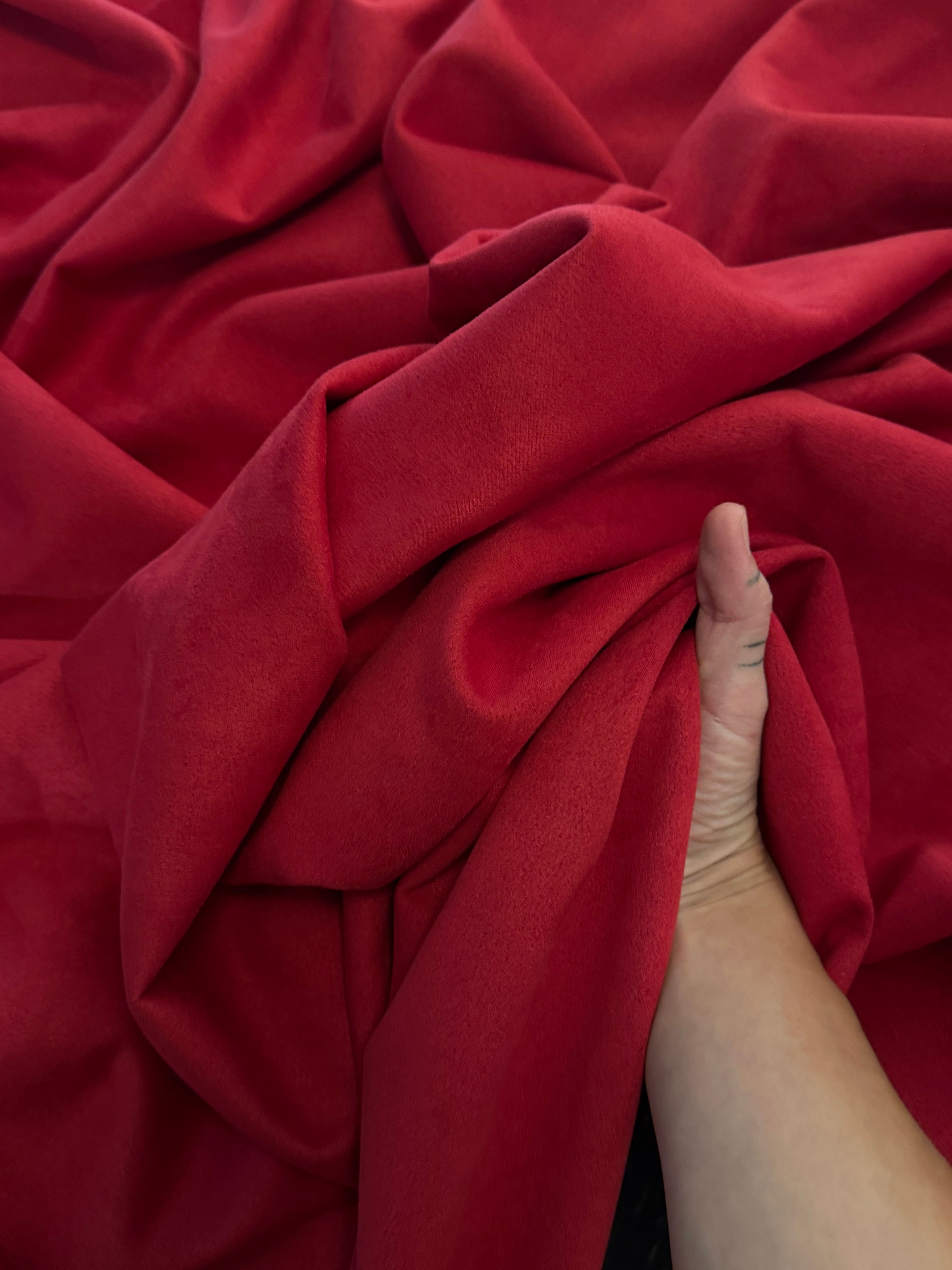 Red Stretch Apparel Techno Suede, Fabric Store, Sewing Store, Cheap Fabric Store, Kiki Textiles, Textile by the Yard