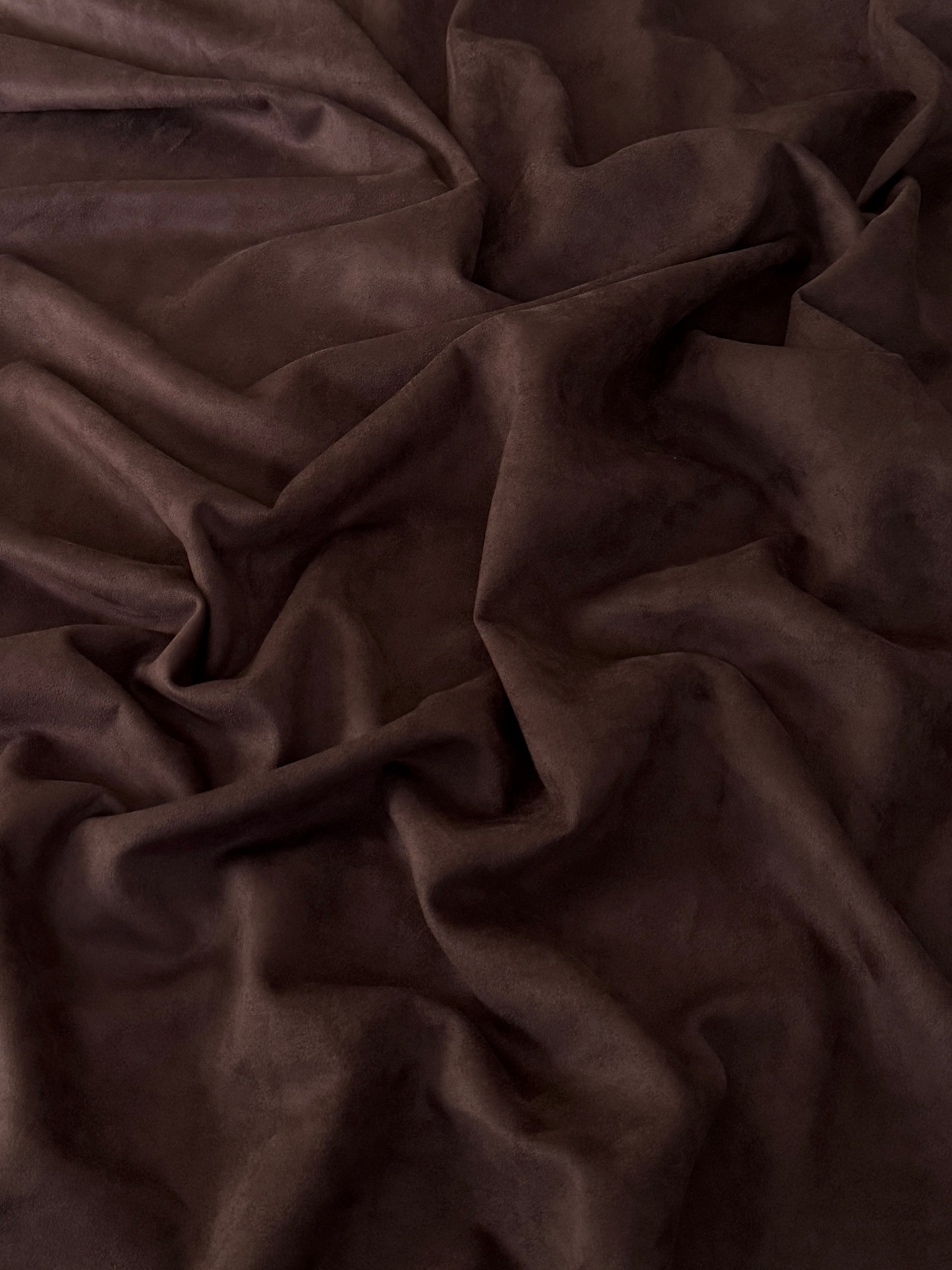 Brown Chocolate Stretch Apparel Techno Suede, Fabric Store, Sewing Store, Cheap Fabric Store, Kiki Textiles, Textile by the Yard