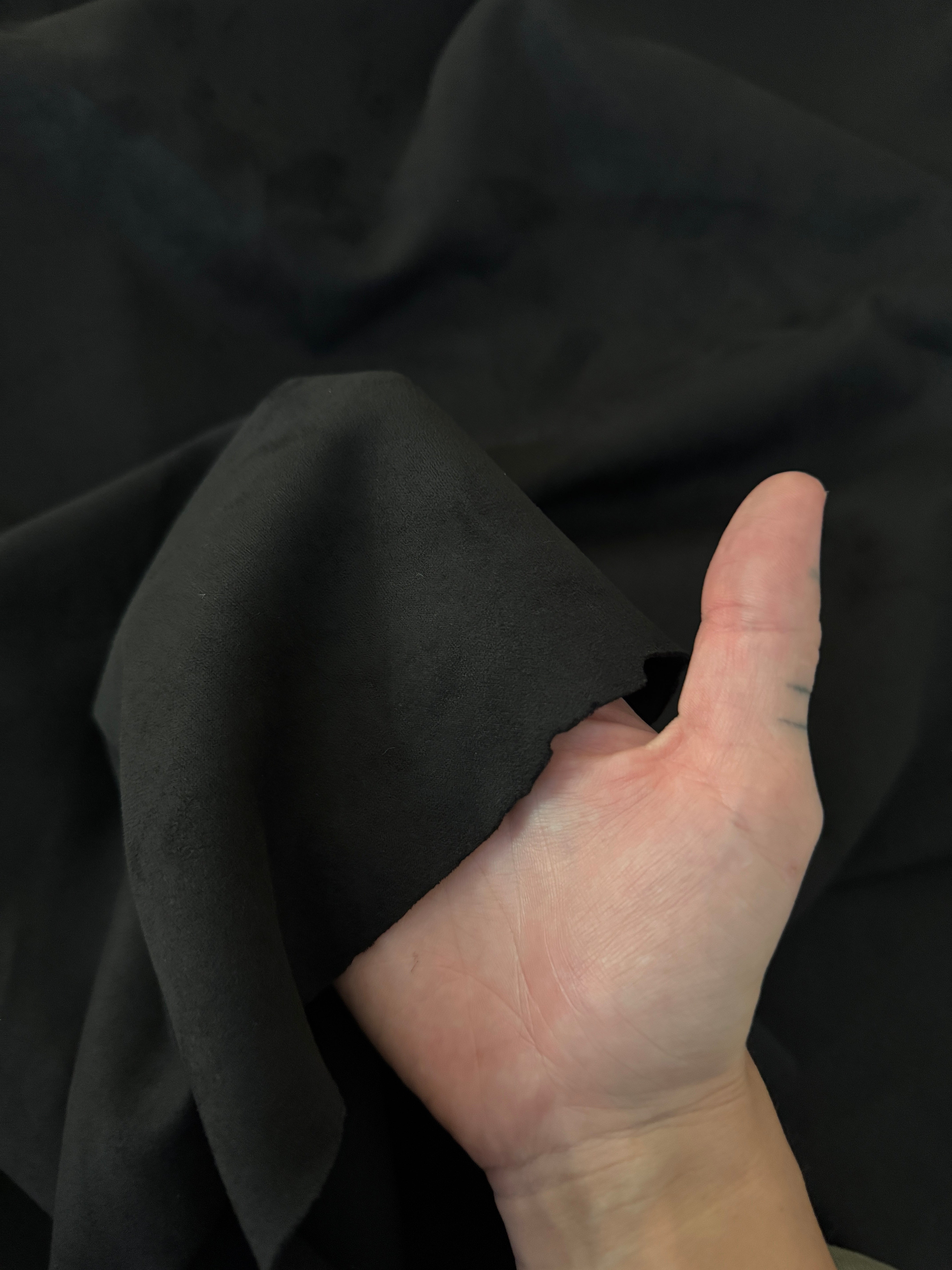Black Stretch Apparel Techno Suede, Fabric Store, Sewing Store, Cheap Fabric Store, Kiki Textiles, Textile by the Yard