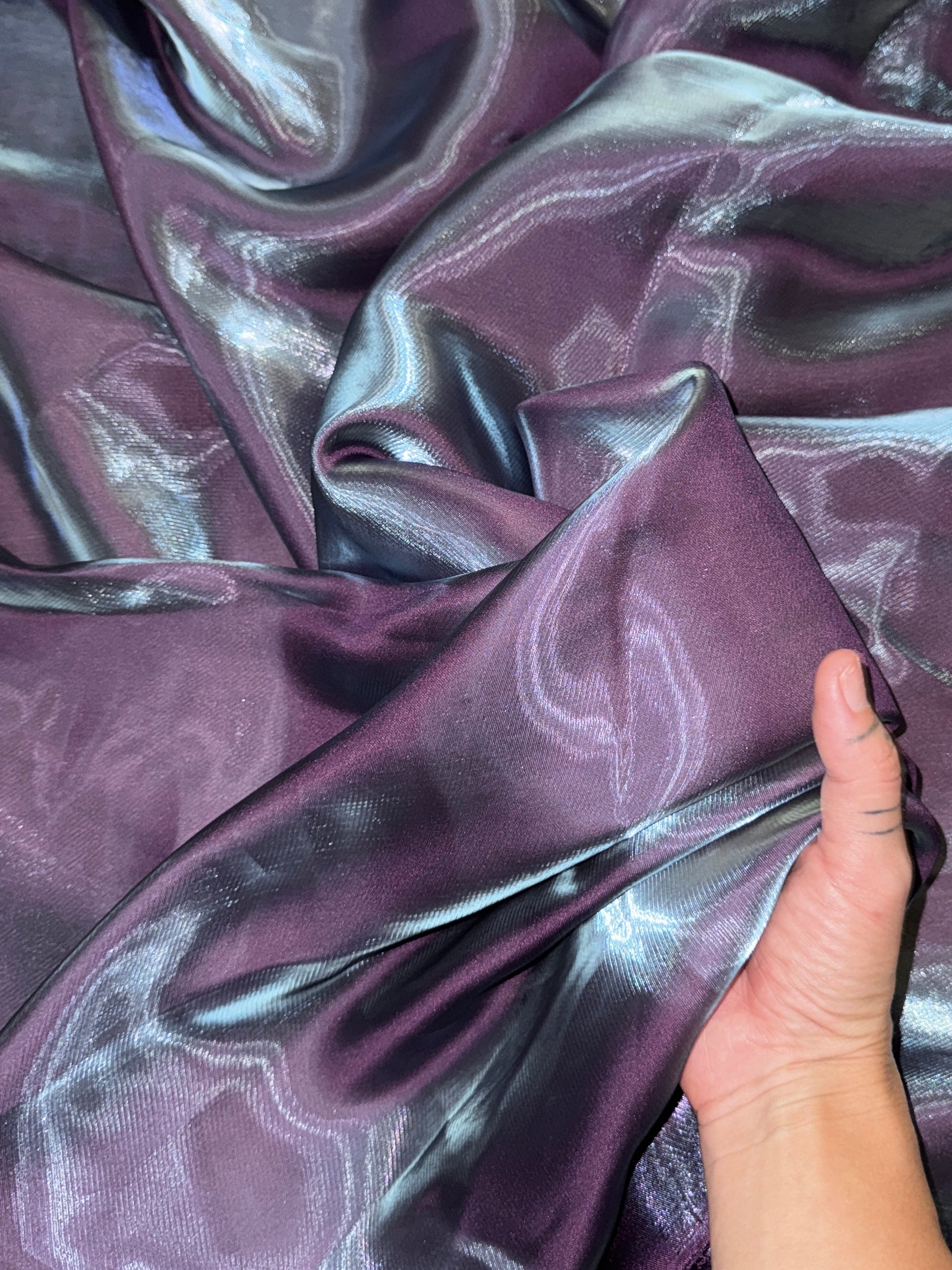 Plum Iridescent Water Liquid Shimmery Chiffon, Fabric Store, Sewing Store, Cheap Fabric Store, Kiki Textiles, Textile by the Yard