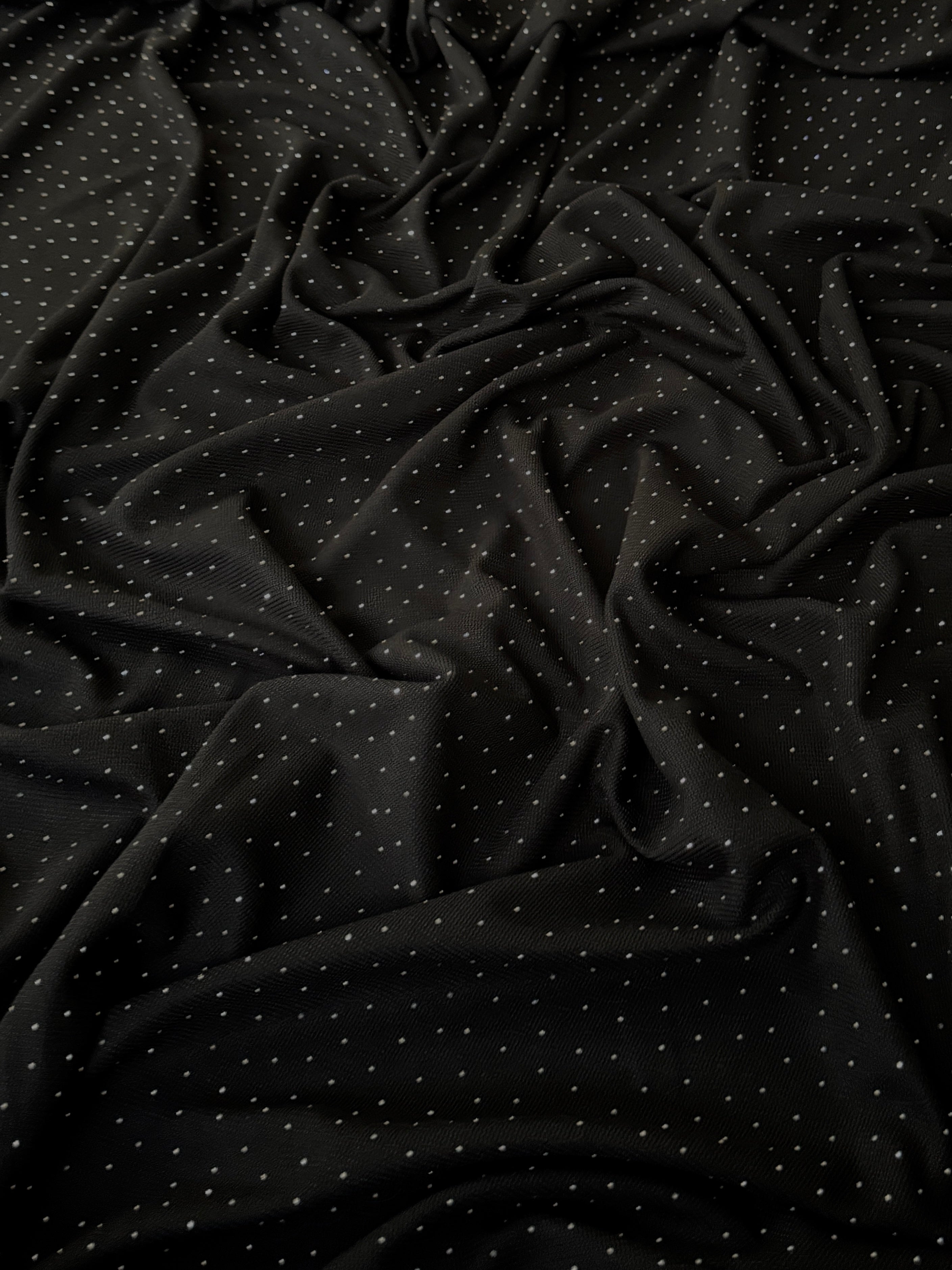 Black Stardust Rhinestone Beaded Knit, Rhinestone Beaded Knit, Beaded Knit Fabric, Rhinestone Knit Fabric, Sequin Knit Fabric, Embellished Knit Fabric