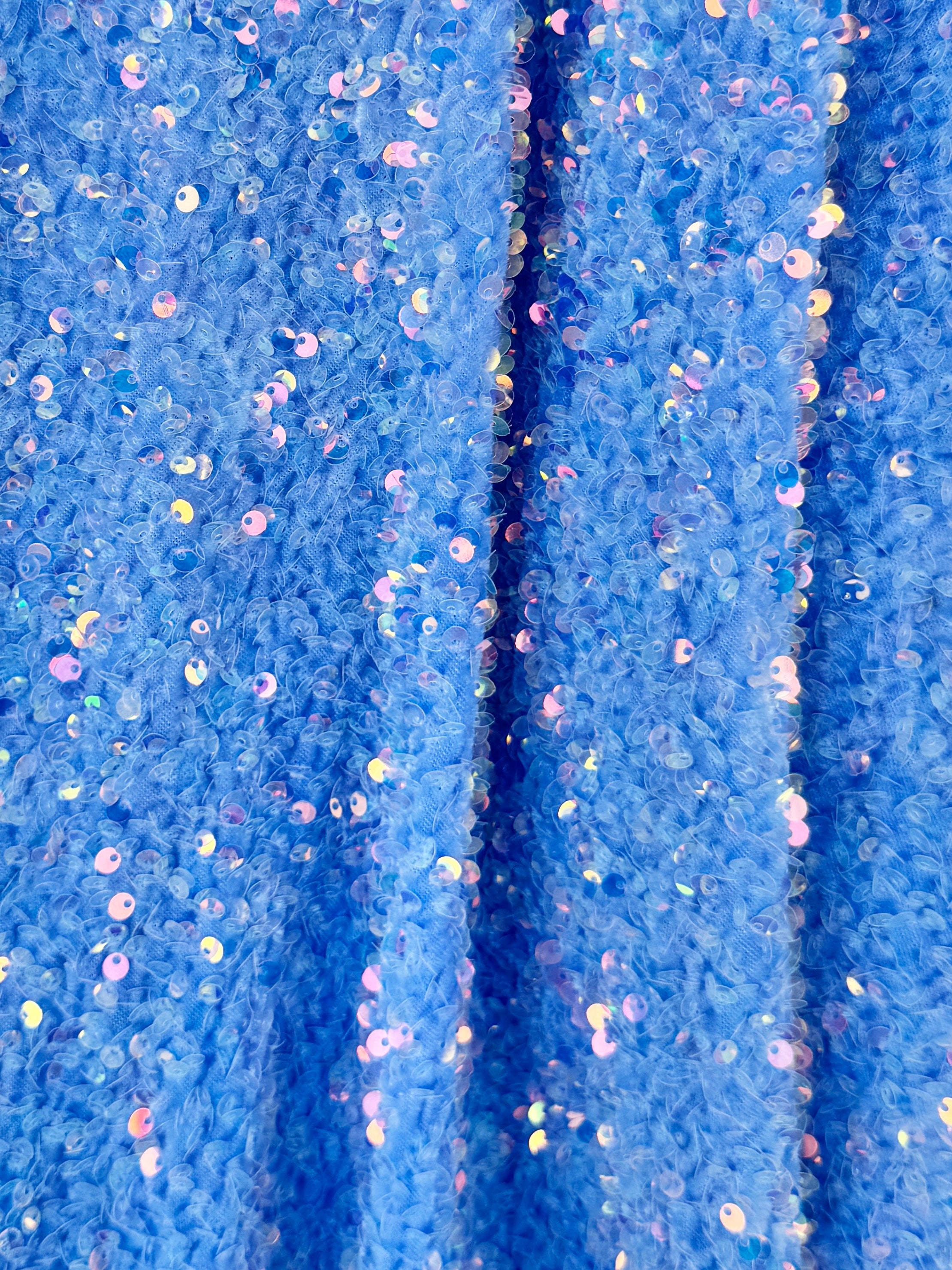Baby Blue Sequin on Velvet, online textile store, sewing, fabric store, sewing store, cheap fabric store, kiki textiles