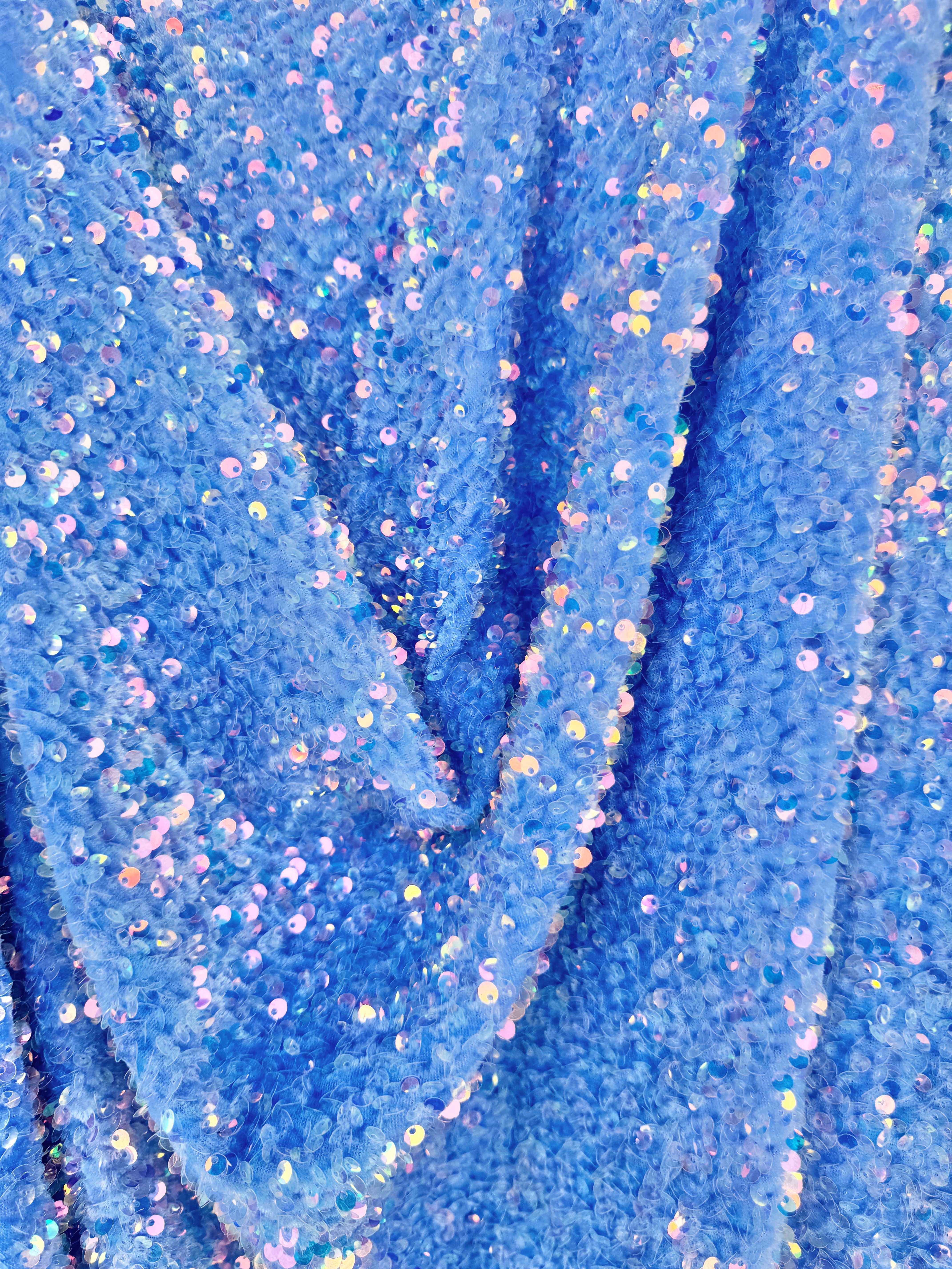 Baby Blue Sequin on Velvet, online textile store, sewing, fabric store, sewing store, cheap fabric store, kiki textiles