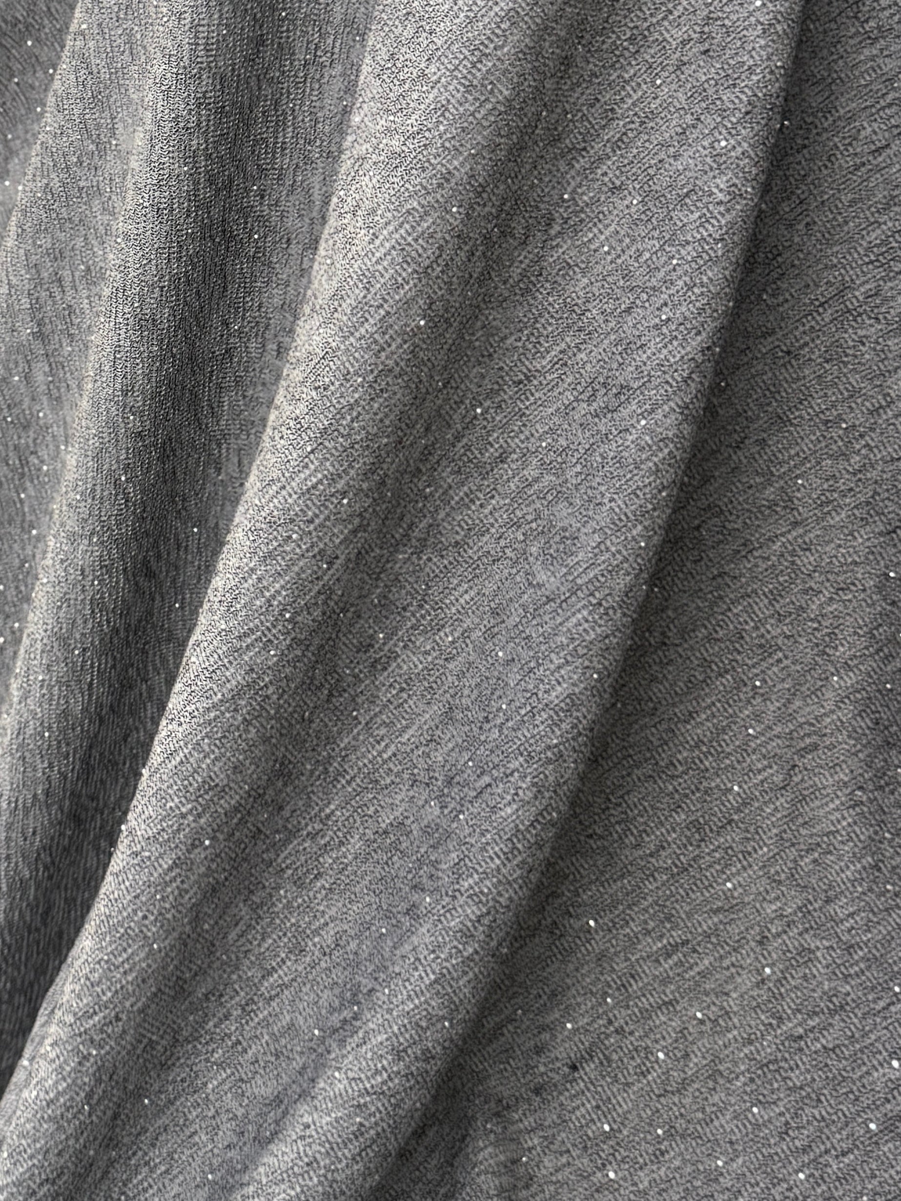 Gray Stardust Rhinestone Beaded Knit, Rhinestone Beaded Knit, Beaded Knit Fabric, Rhinestone Knit Fabric, Sequin Knit Fabric, Embellished Knit Fabric