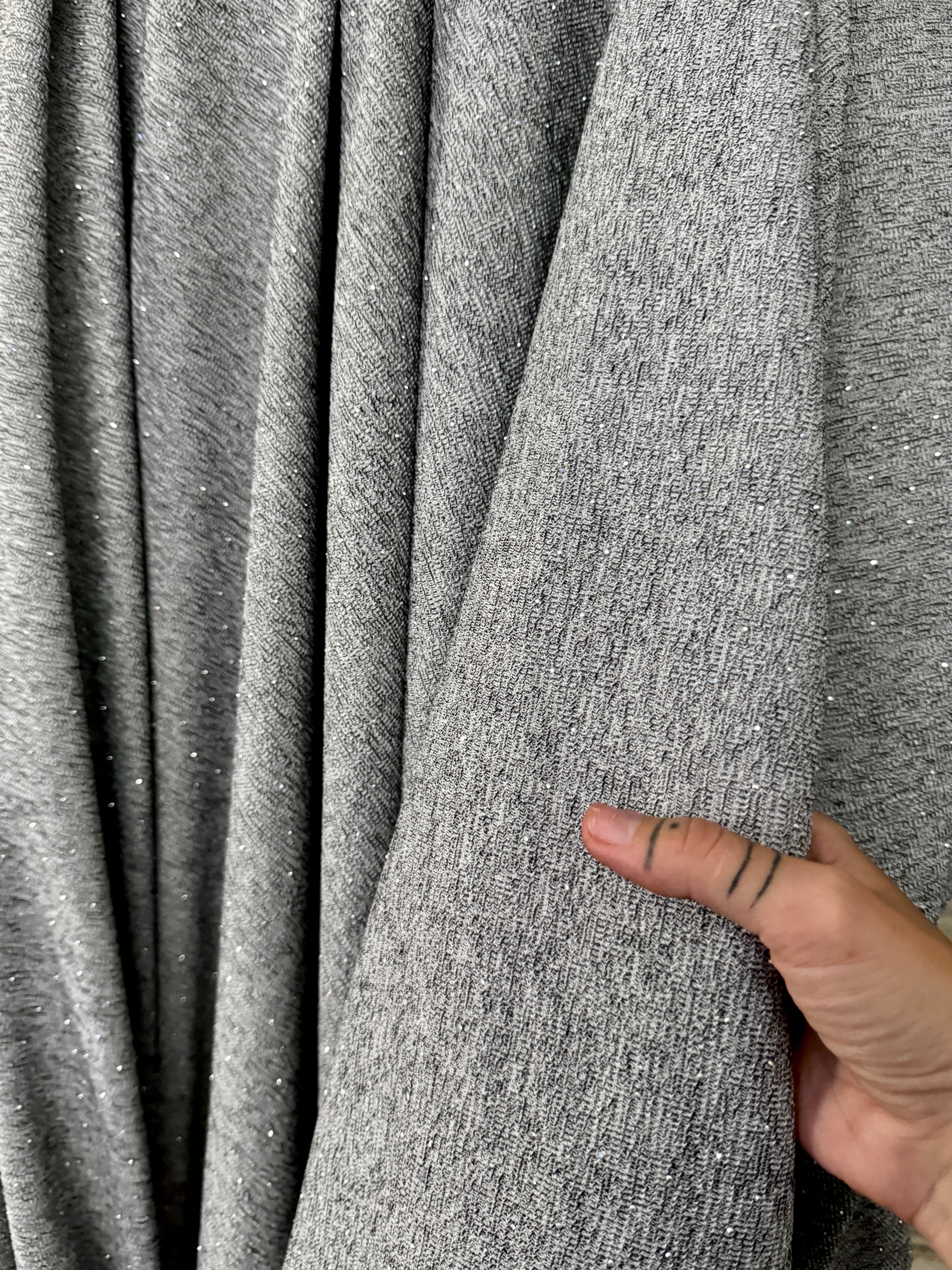 Gray Stardust Rhinestone Beaded Knit, Fabric Store, Sewing Store, Cheap Fabric Store, Kiki Textiles, Textile by the Yard