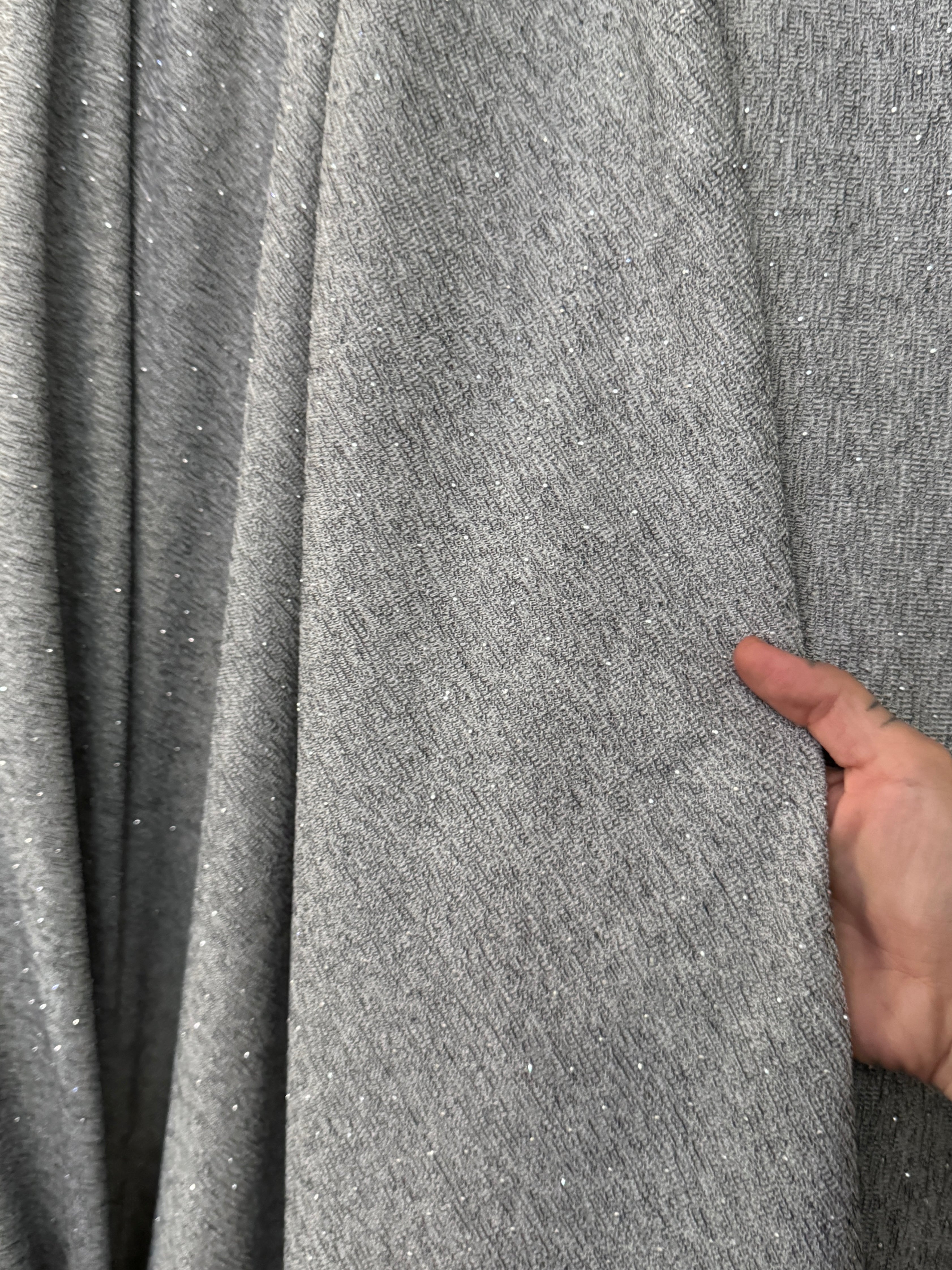Gray Stardust Rhinestone Beaded Knit, Fabric Store, Sewing Store, Cheap Fabric Store, Kiki Textiles, Textile by the Yard