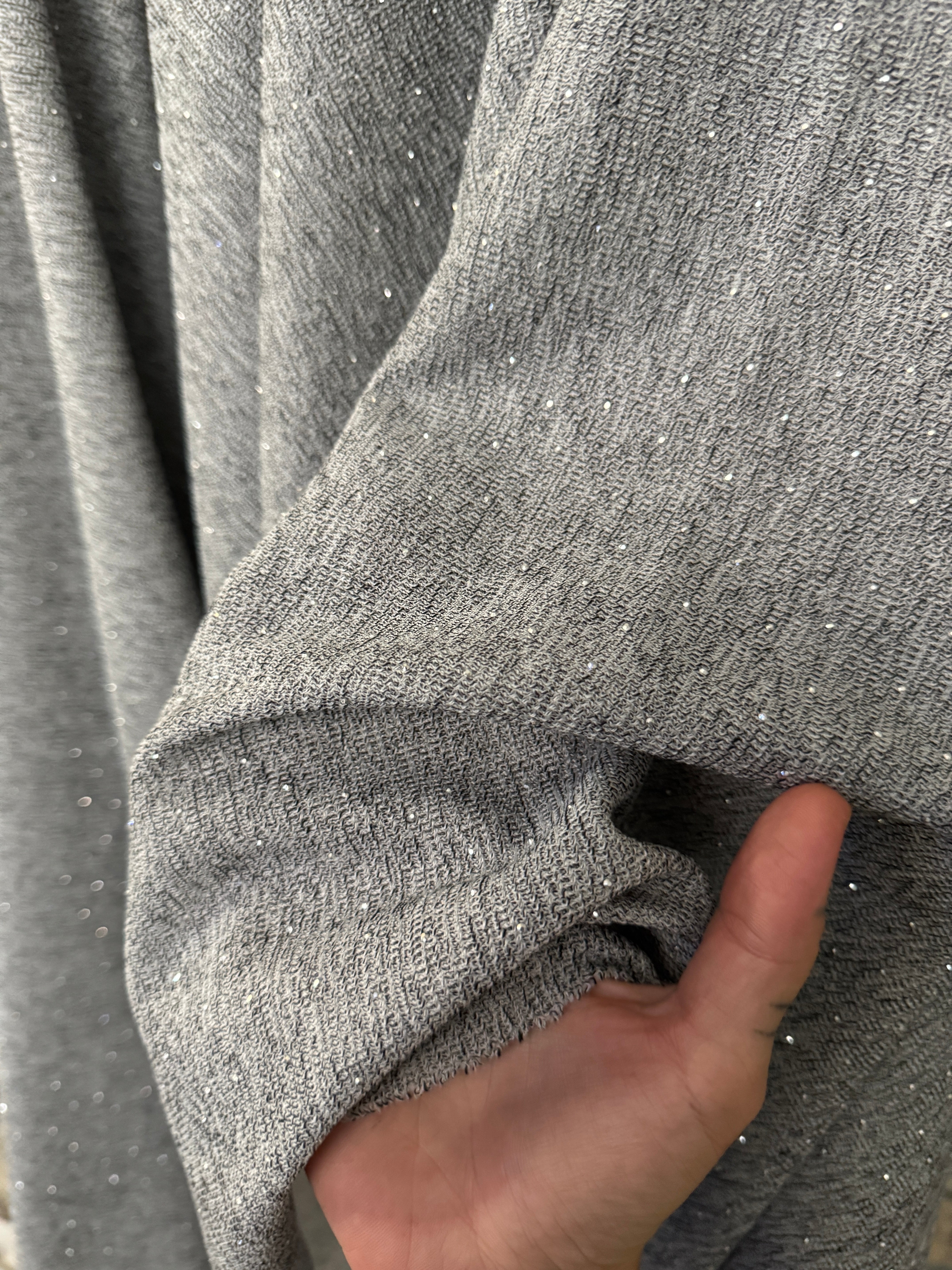 Gray Stardust Rhinestone Beaded Knit, Fabric Store, Sewing Store, Cheap Fabric Store, Kiki Textiles, Textile by the Yard