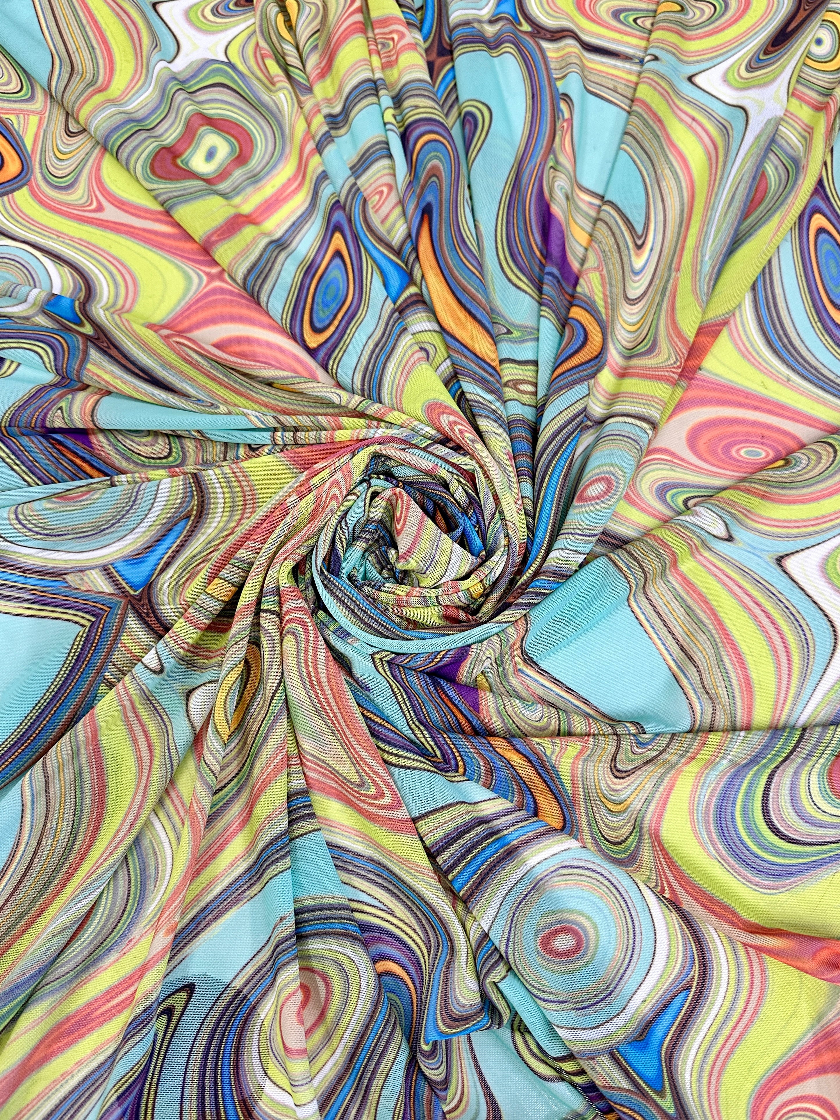 Multicolor Abstract Print Power Mesh, online textile store, sewing, fabric store, sewing store, cheap fabric store, kiki textiles