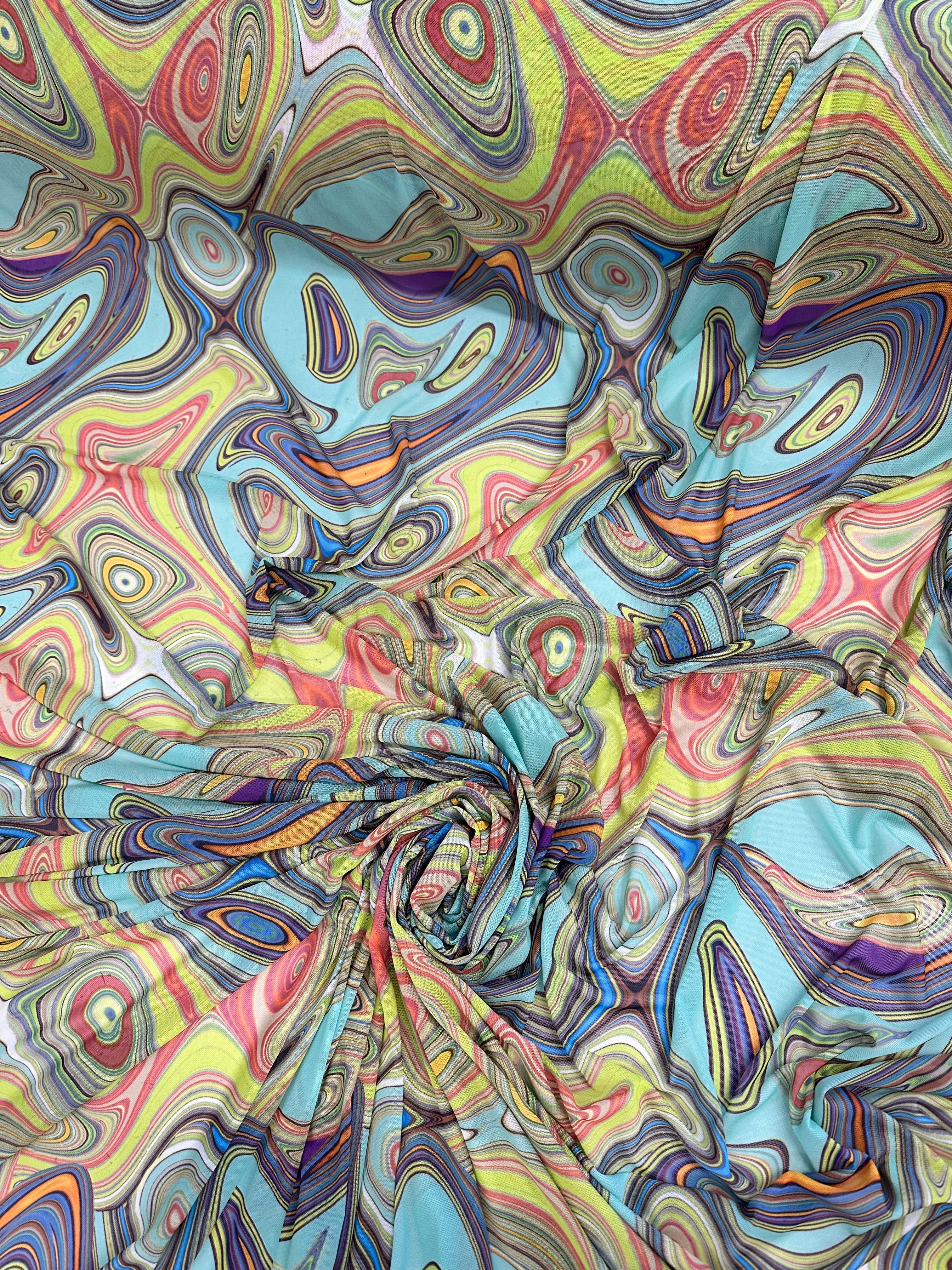 Multicolor Abstract Print Power Mesh, online textile store, sewing, fabric store, sewing store, cheap fabric store, kiki textiles