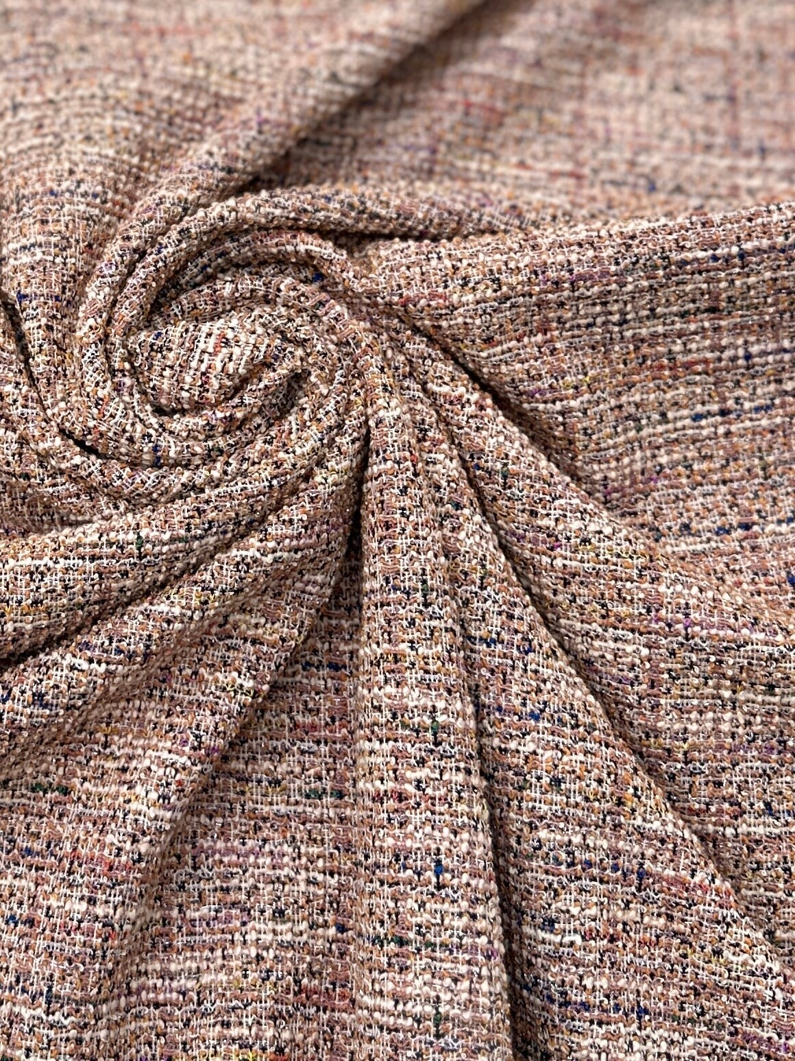 Blush Pink Stretch Chenille Tweed, Tweed fabric, Soft tweed, Cozy chenille, Chenille texture, Winter tweed, Fashion tweed, Heavy tweed, Boucle chenille, Luxury tweed