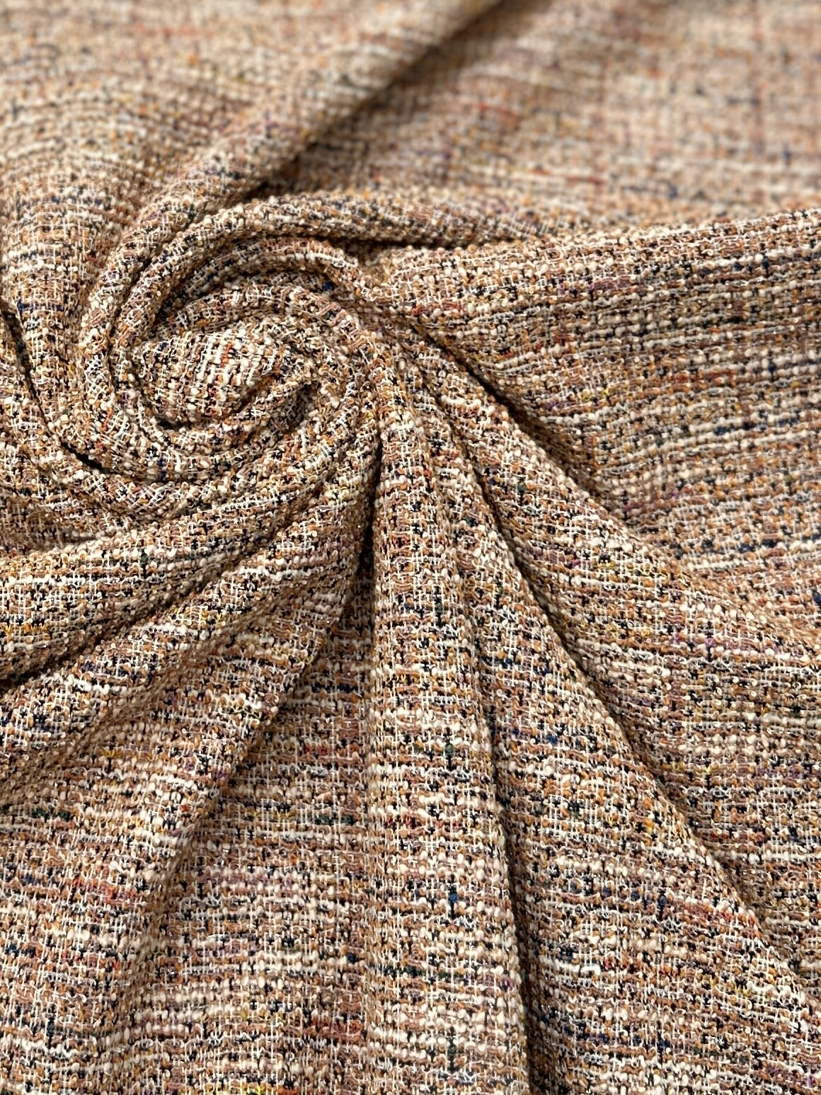 Beige Taupe Stretch Chenille Tweed, Tweed fabric, Soft tweed, Cozy chenille, Chenille texture, Winter tweed, Fashion tweed, Heavy tweed, Boucle chenille, Luxury tweed