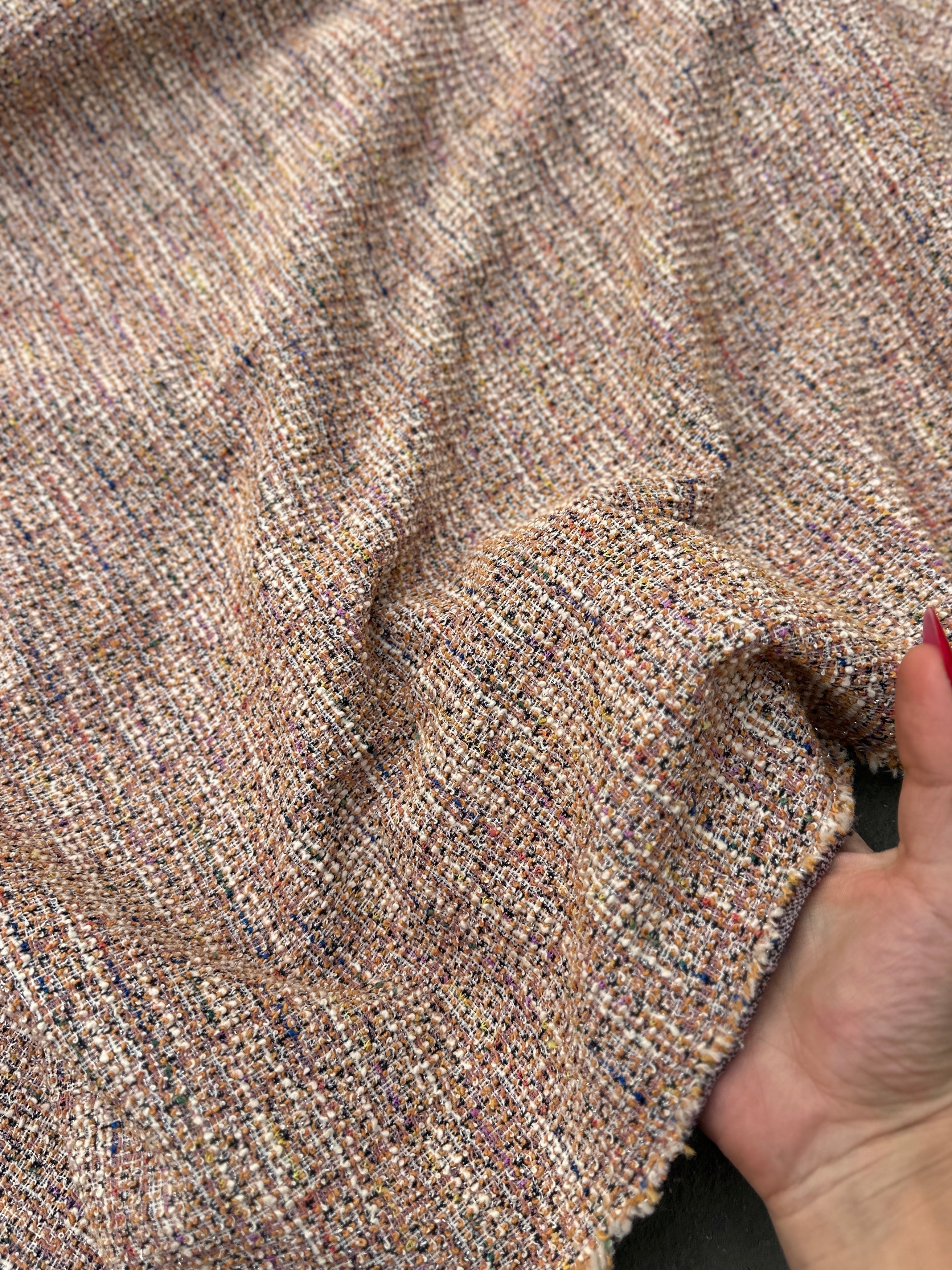 Blush Pink Stretch Chenille Tweed, Tweed fabric, Soft tweed, Cozy chenille, Chenille texture, Winter tweed, Fashion tweed, Heavy tweed, Boucle chenille, Luxury tweed