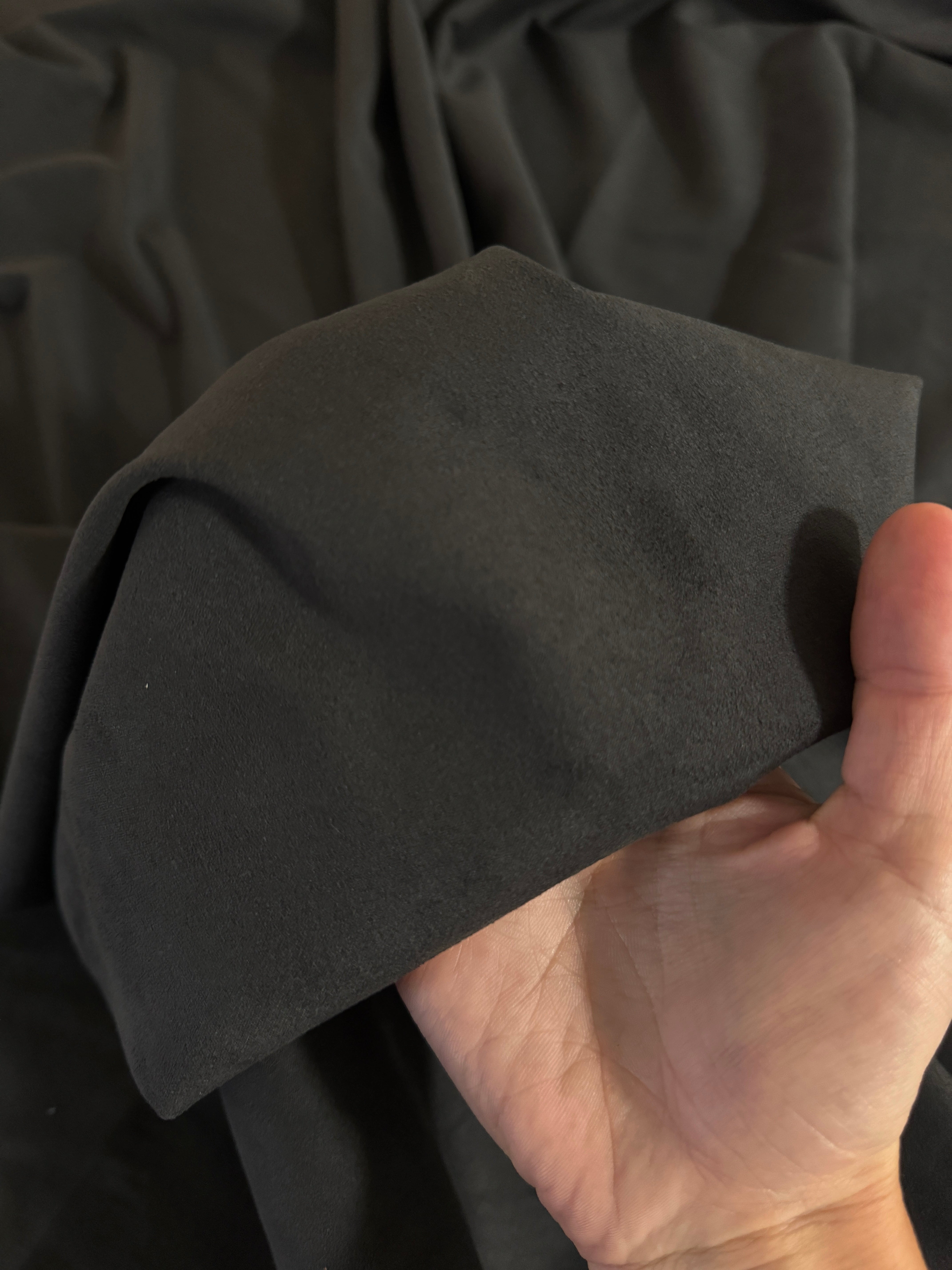 Charcoal 4 Way Stretch Buttery Soft Techno Suede, Fabric Store, Sewing Store, Cheap Fabric Store, Kiki Textiles, Textile by the Yard