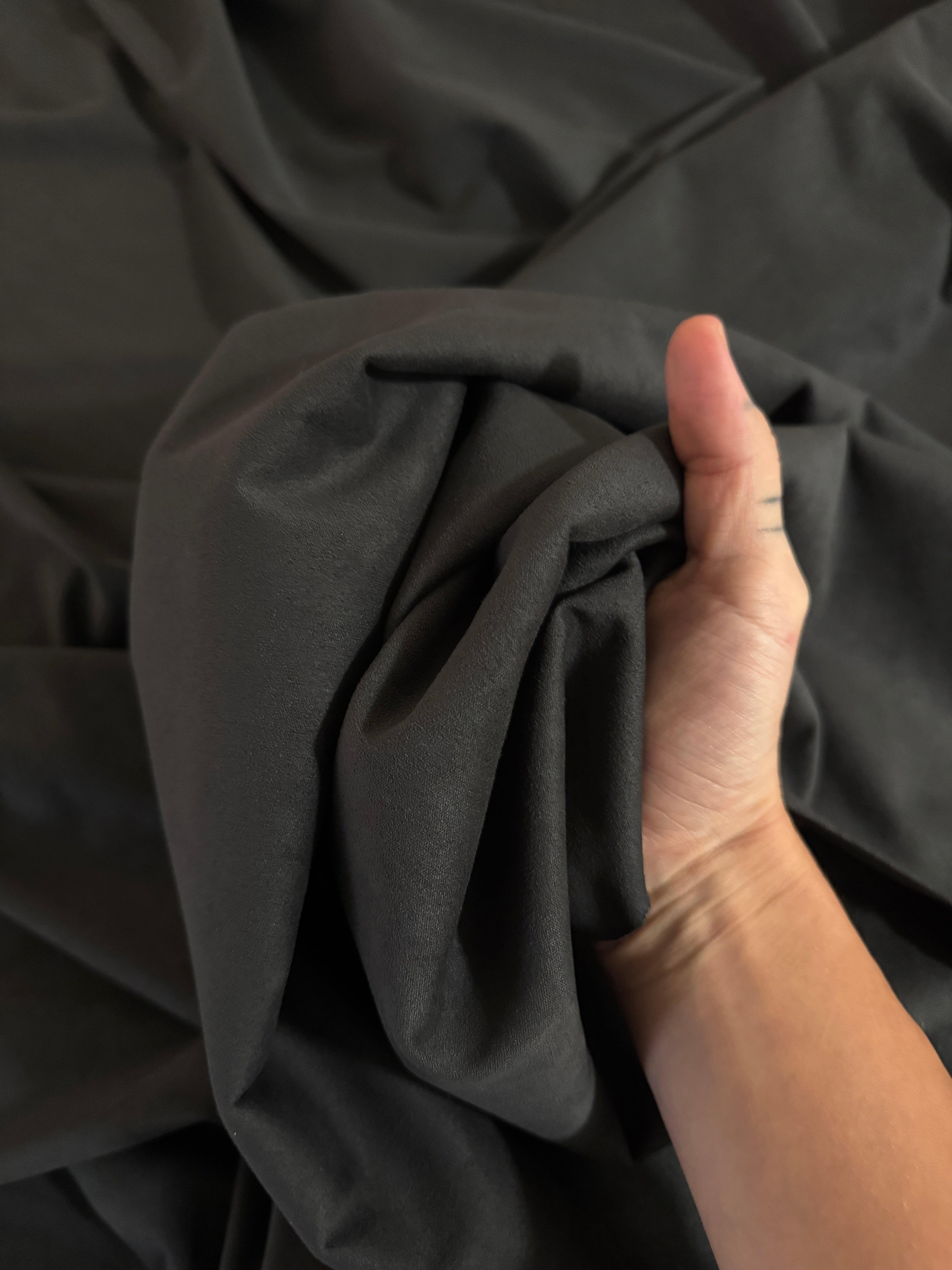 Charcoal 4 Way Stretch Buttery Soft Techno Suede, Fabric Store, Sewing Store, Cheap Fabric Store, Kiki Textiles, Textile by the Yard