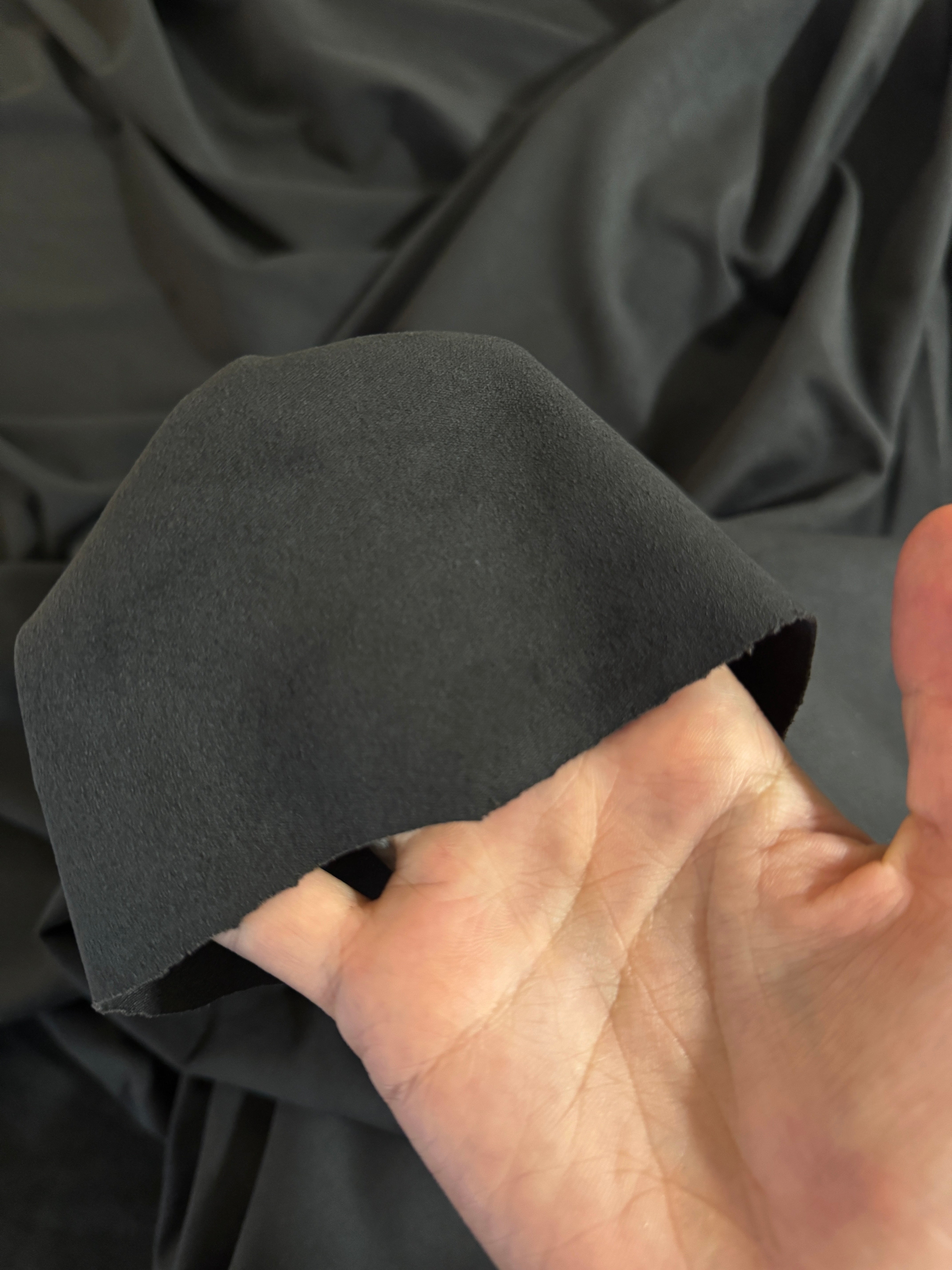 Charcoal 4 Way Stretch Buttery Soft Techno Suede, Fabric Store, Sewing Store, Cheap Fabric Store, Kiki Textiles, Textile by the Yard