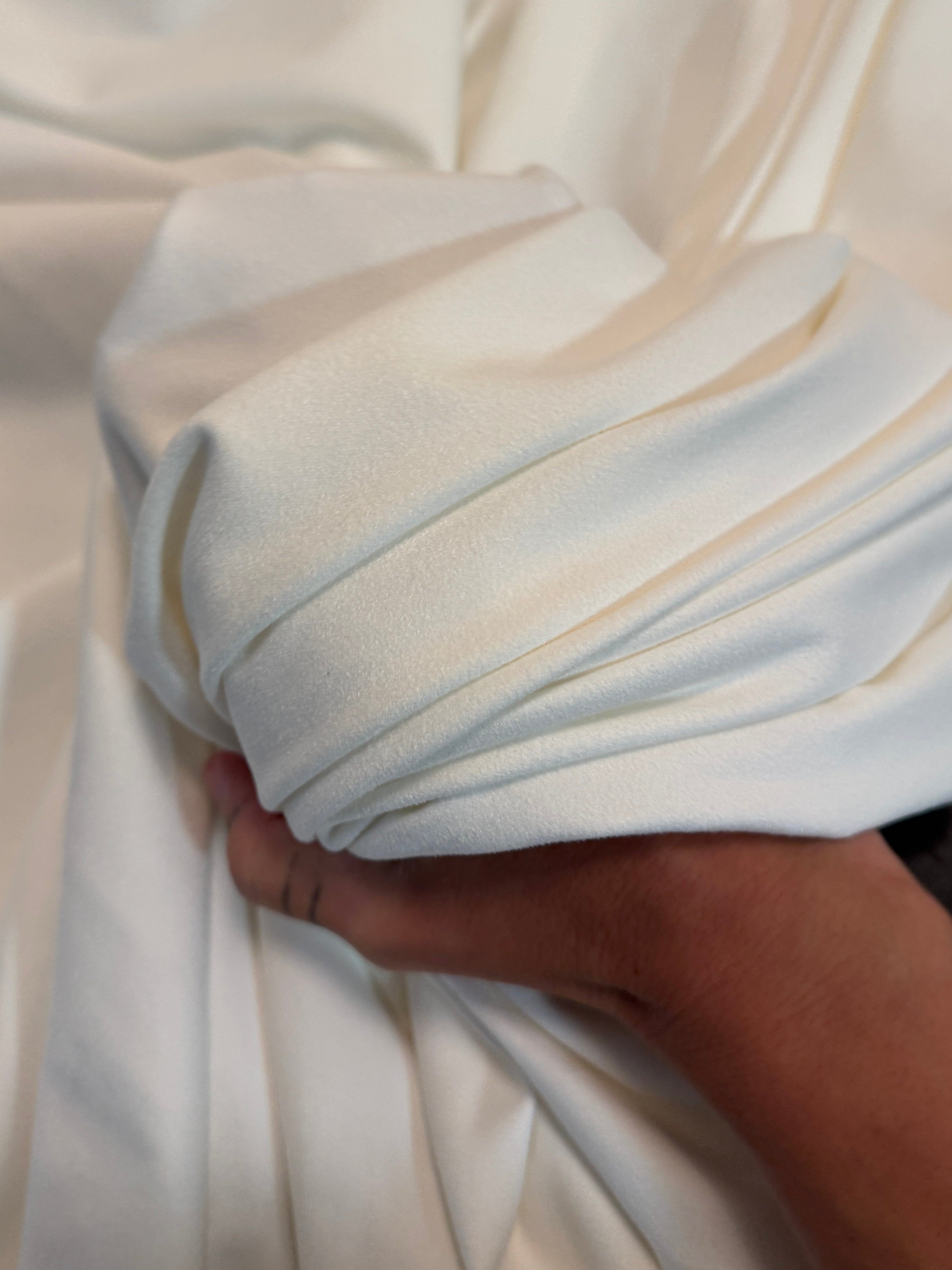 White 4 Way Stretch Buttery Soft Techno Suede, Fabric Store, Sewing Store, Cheap Fabric Store, Kiki Textiles, Textile by the Yard