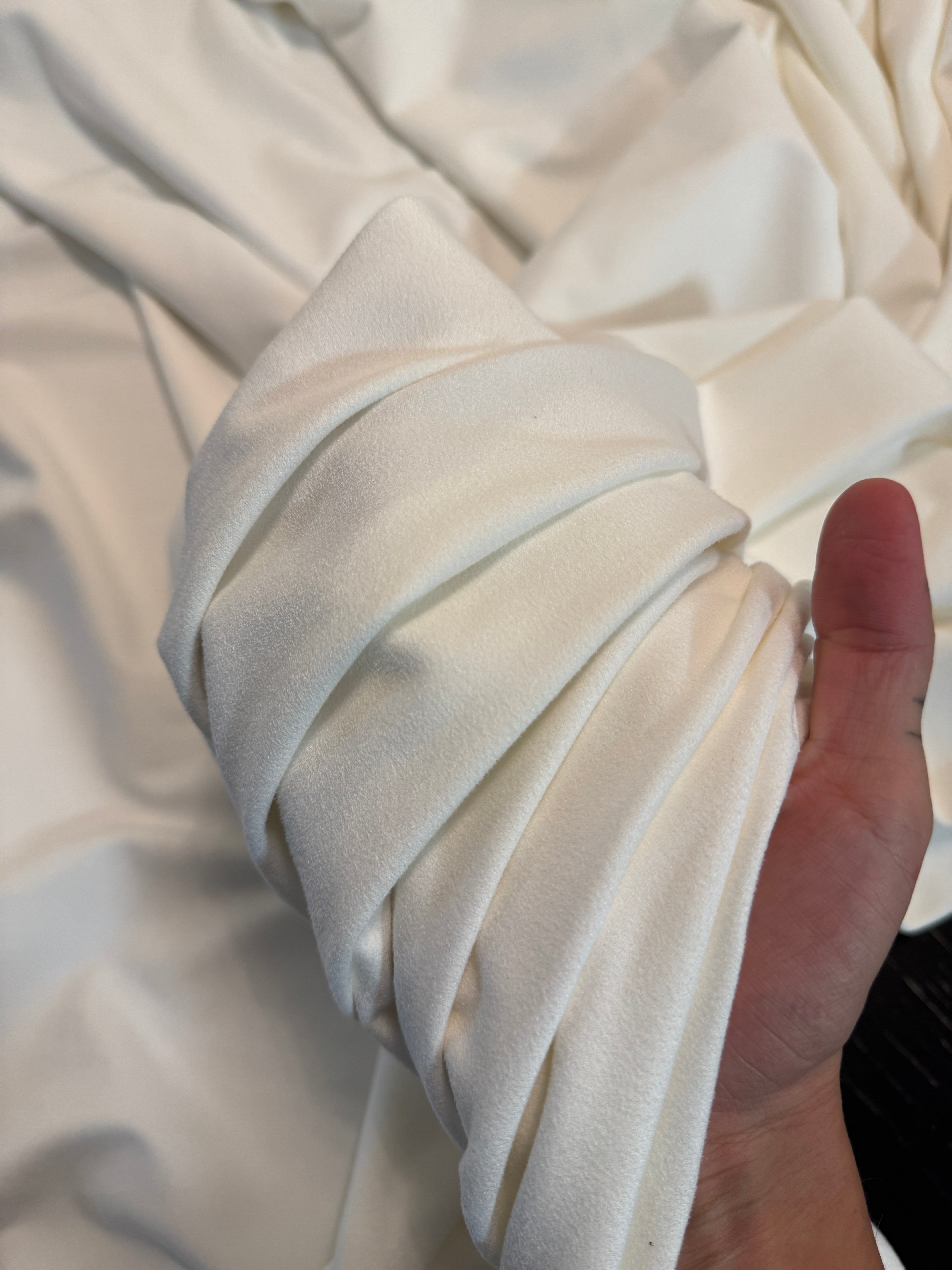 White 4 Way Stretch Buttery Soft Techno Suede, Fabric Store, Sewing Store, Cheap Fabric Store, Kiki Textiles, Textile by the Yard