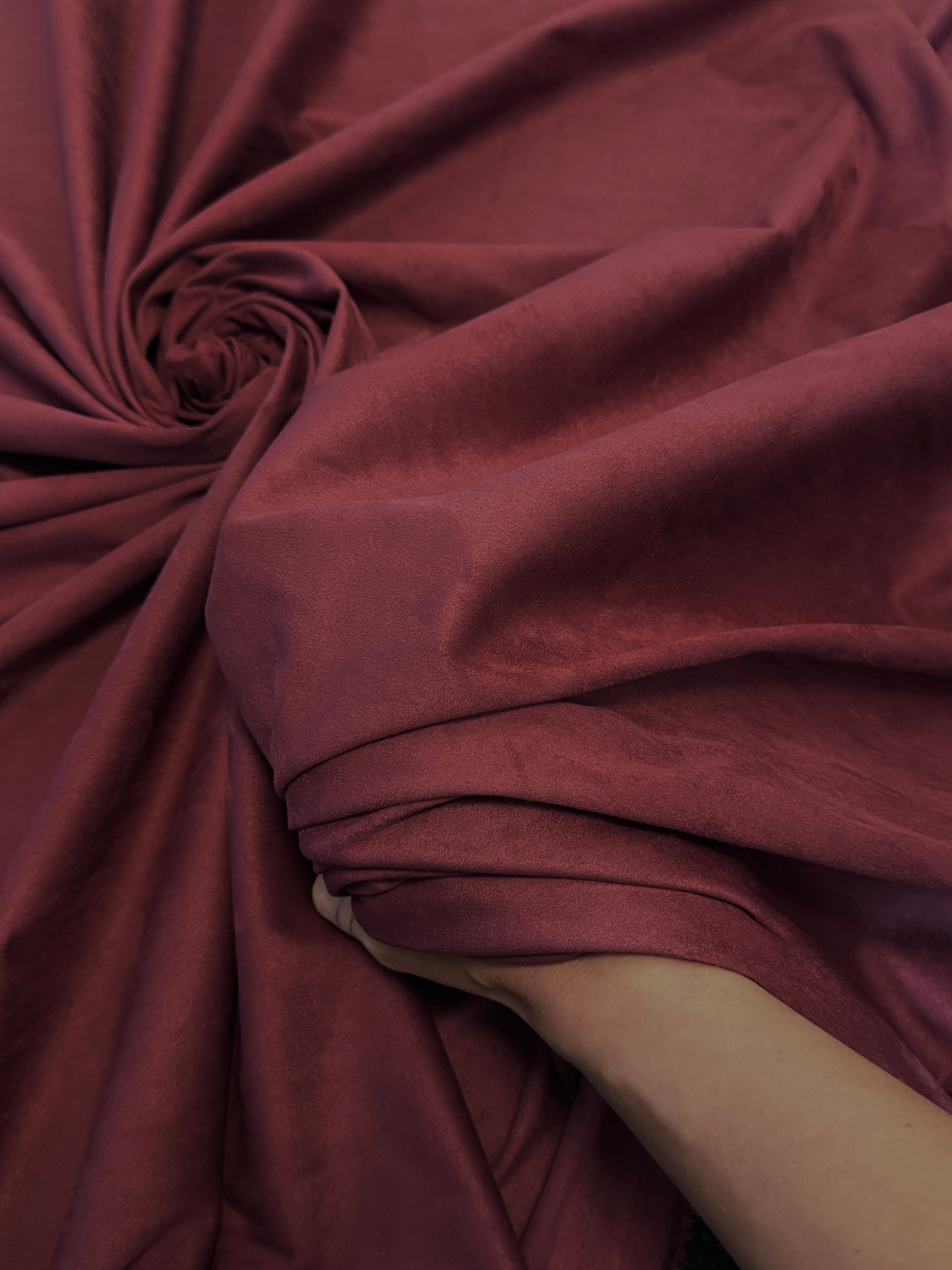 Burgundy 4 Way Stretch Buttery Soft Techno Suede, Fabric Store, Sewing Store, Cheap Fabric Store, Kiki Textiles, Textile by the Yard