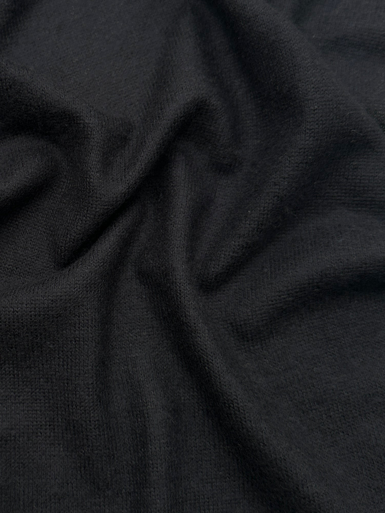 Black Buttery Spandex Faux Cashmere Knit, Fabric Store, Sewing Store, Cheap Fabric Store, Kiki Textiles, Textile by the Yard