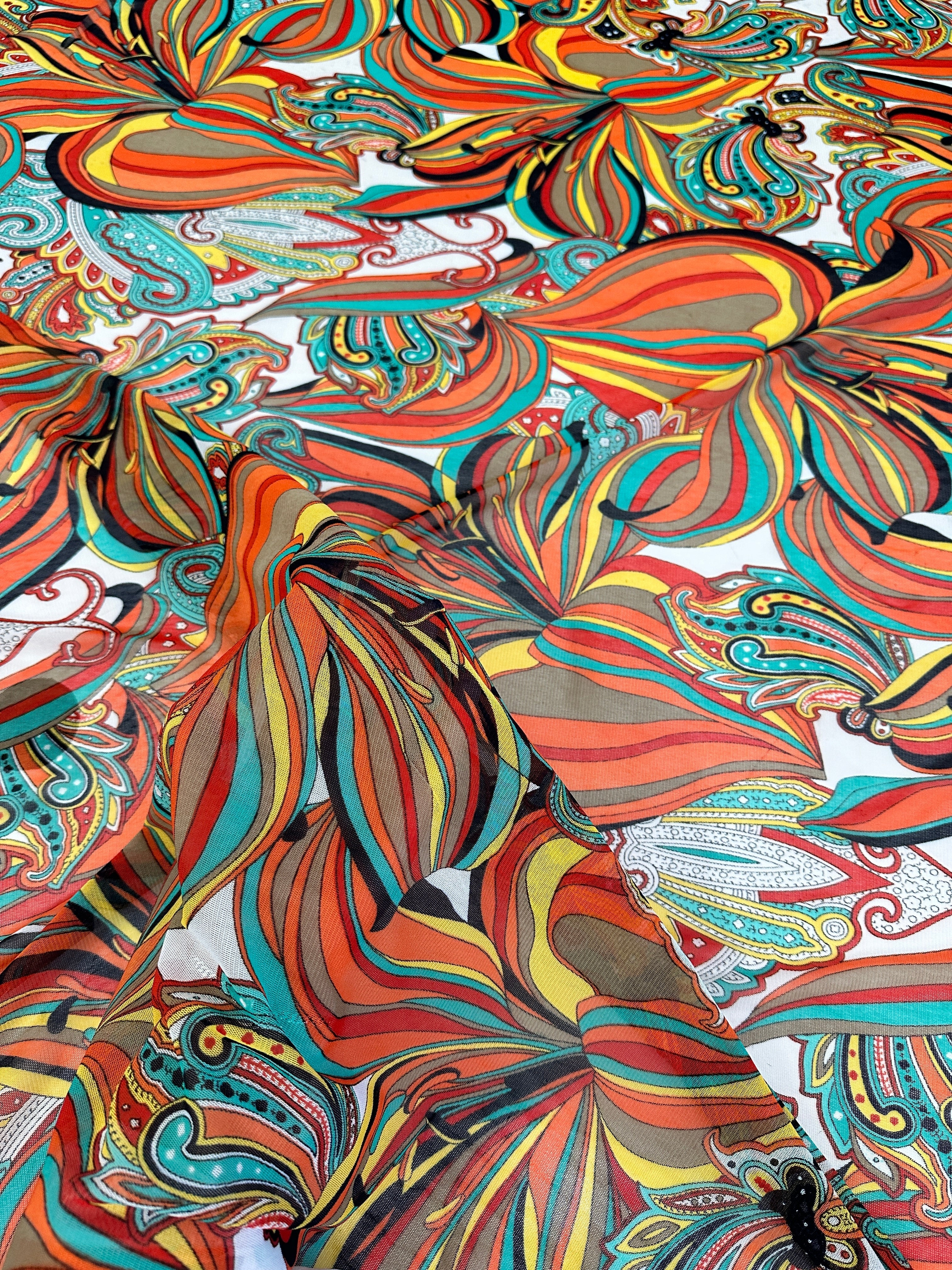 Multicolor Tropical Print Power Mesh, online textile store, sewing, fabric store, sewing store, cheap fabric store, kiki textiles