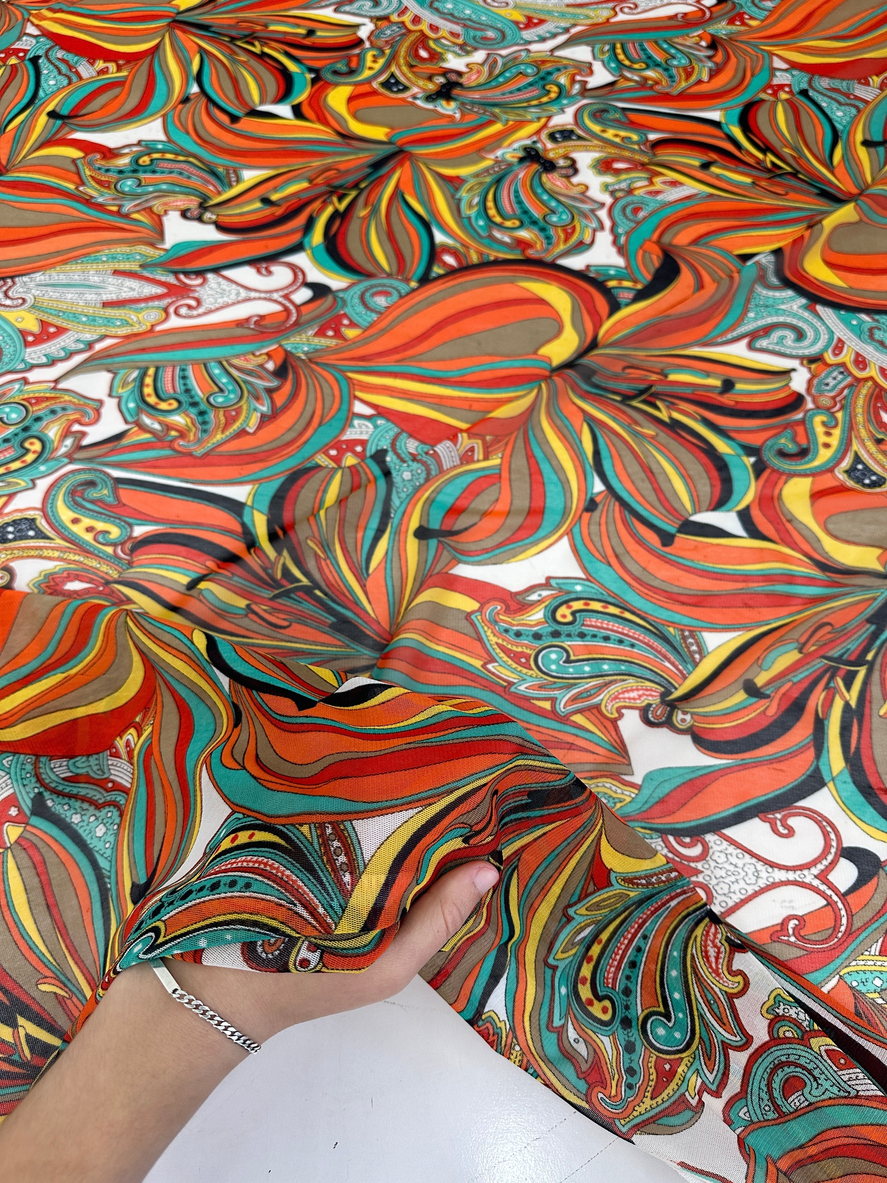 Multicolor Tropical Print Power Mesh, online textile store, sewing, fabric store, sewing store, cheap fabric store, kiki textiles