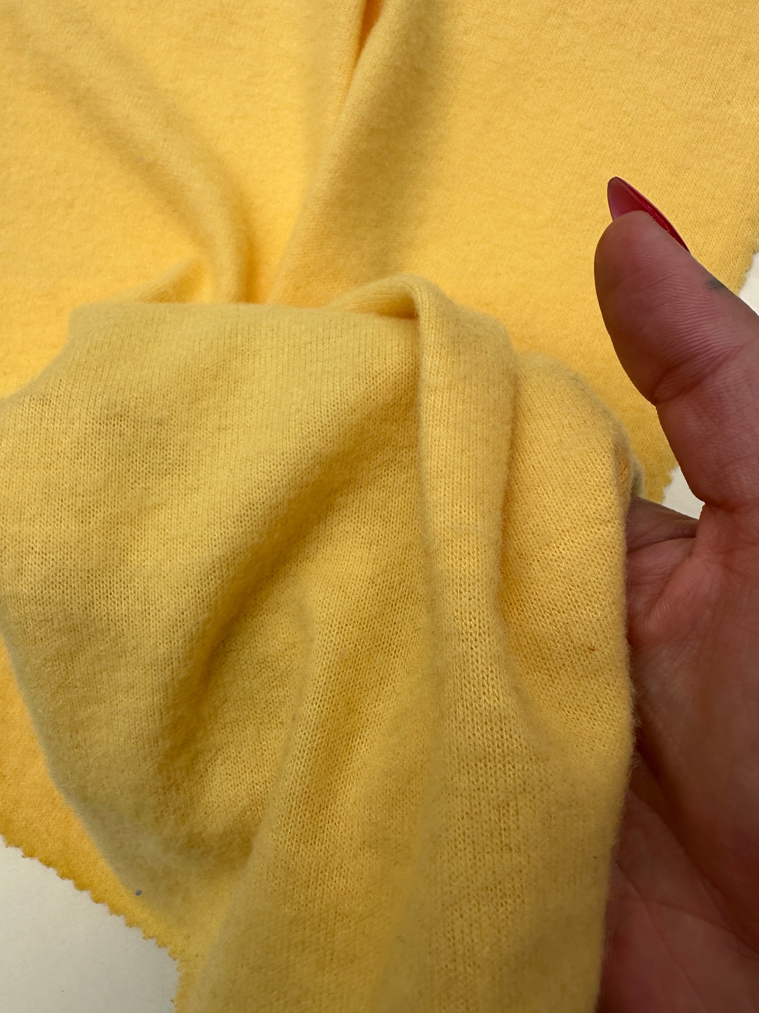 Banana Yellow Buttery Spandex Faux Cashmere Knit, Fabric Store, Sewing Store, Cheap Fabric Store, Kiki Textiles, Textile by the Yard