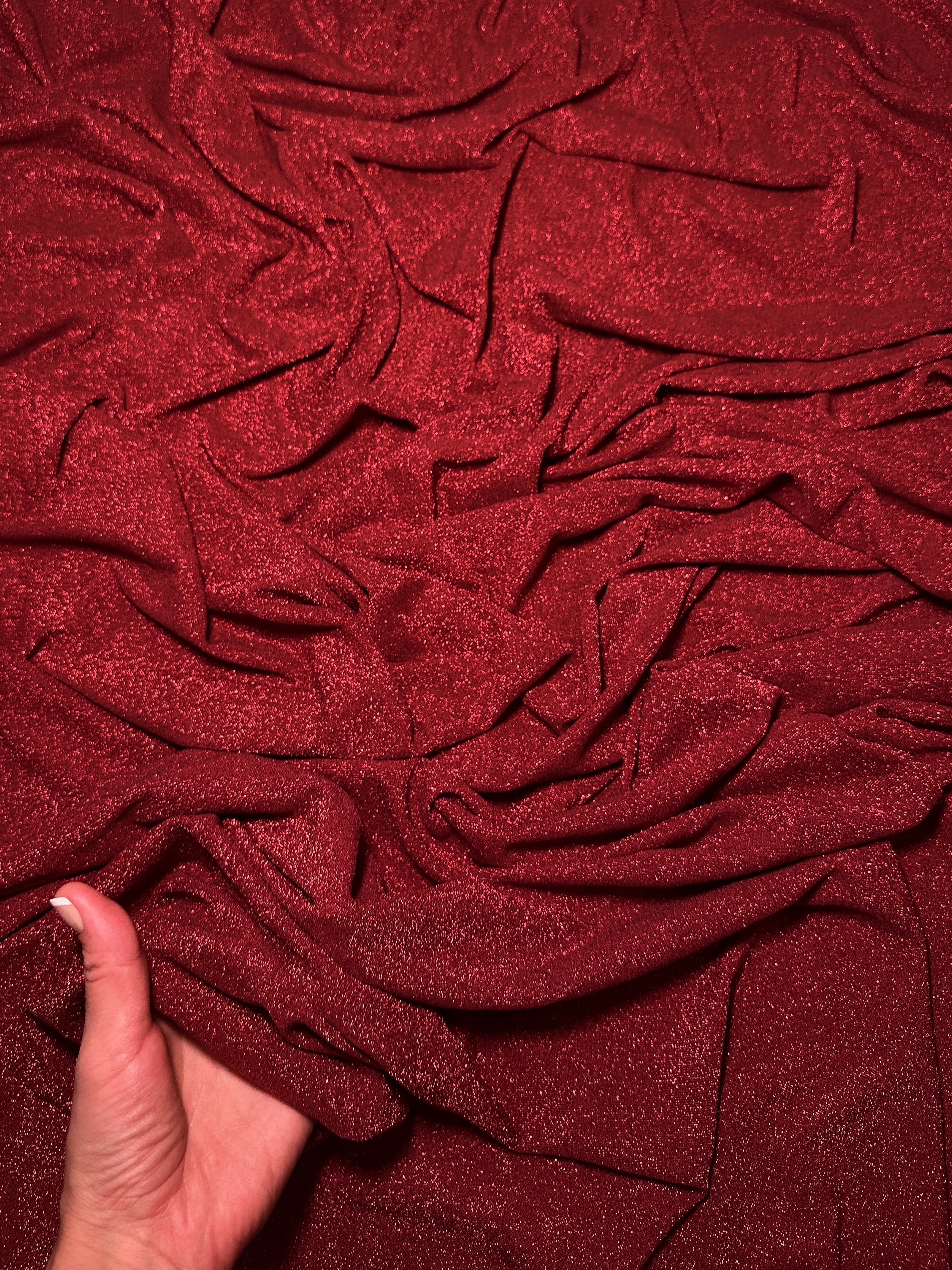 Red Spandex Lurex Knit