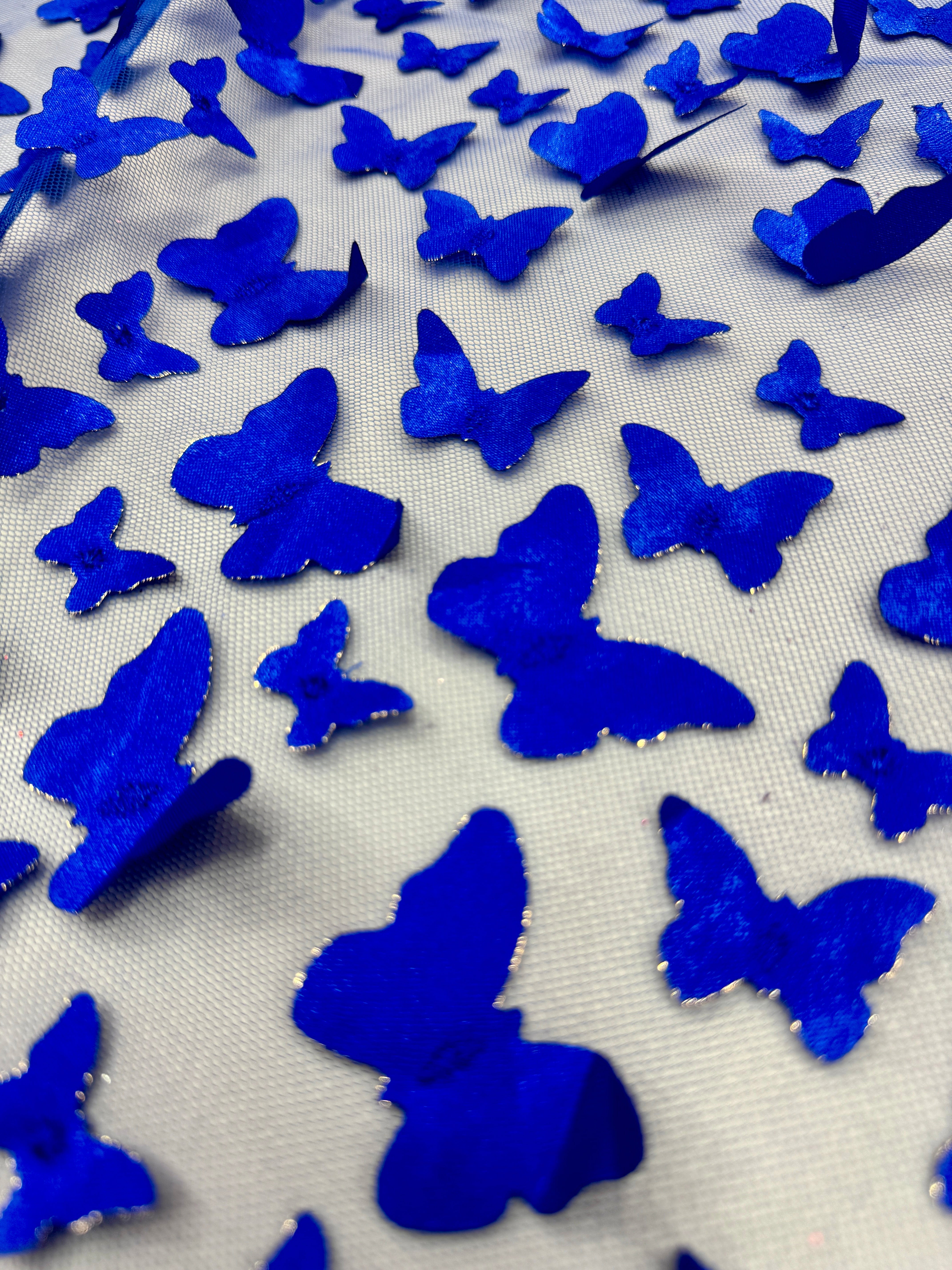 Royal Blue 3D Butterfly Lace,online textile store, sewing, fabric store, sewing store, cheap fabric store, kiki textiles