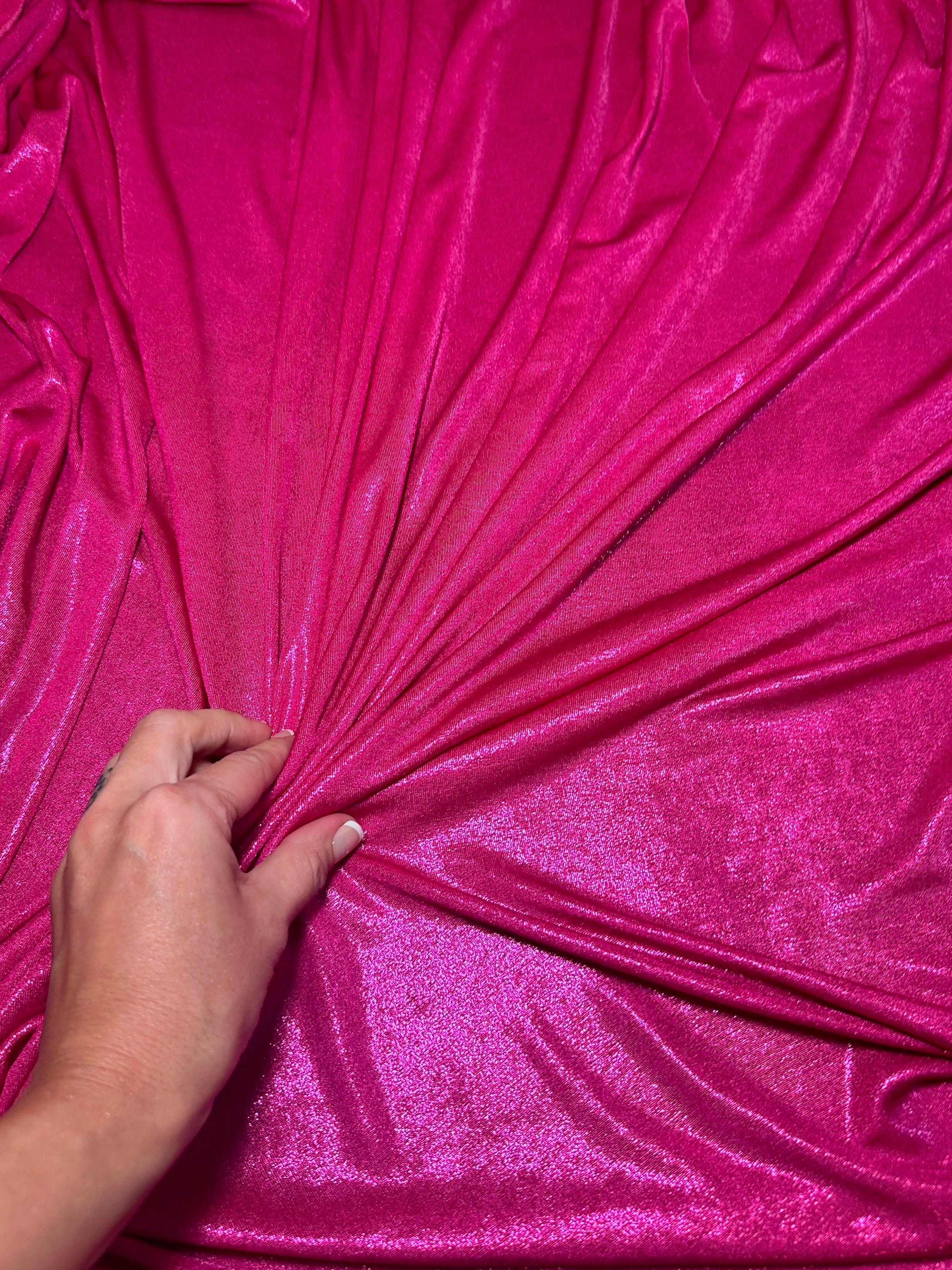 hot pink slinky foiled jersey, pink foiled jersey, dark pink foiled jersey, light pink foiled jersey, foiled jersey for woman, foiled jersey on sale, foiled jersey on discount, best quality foiled jersey 