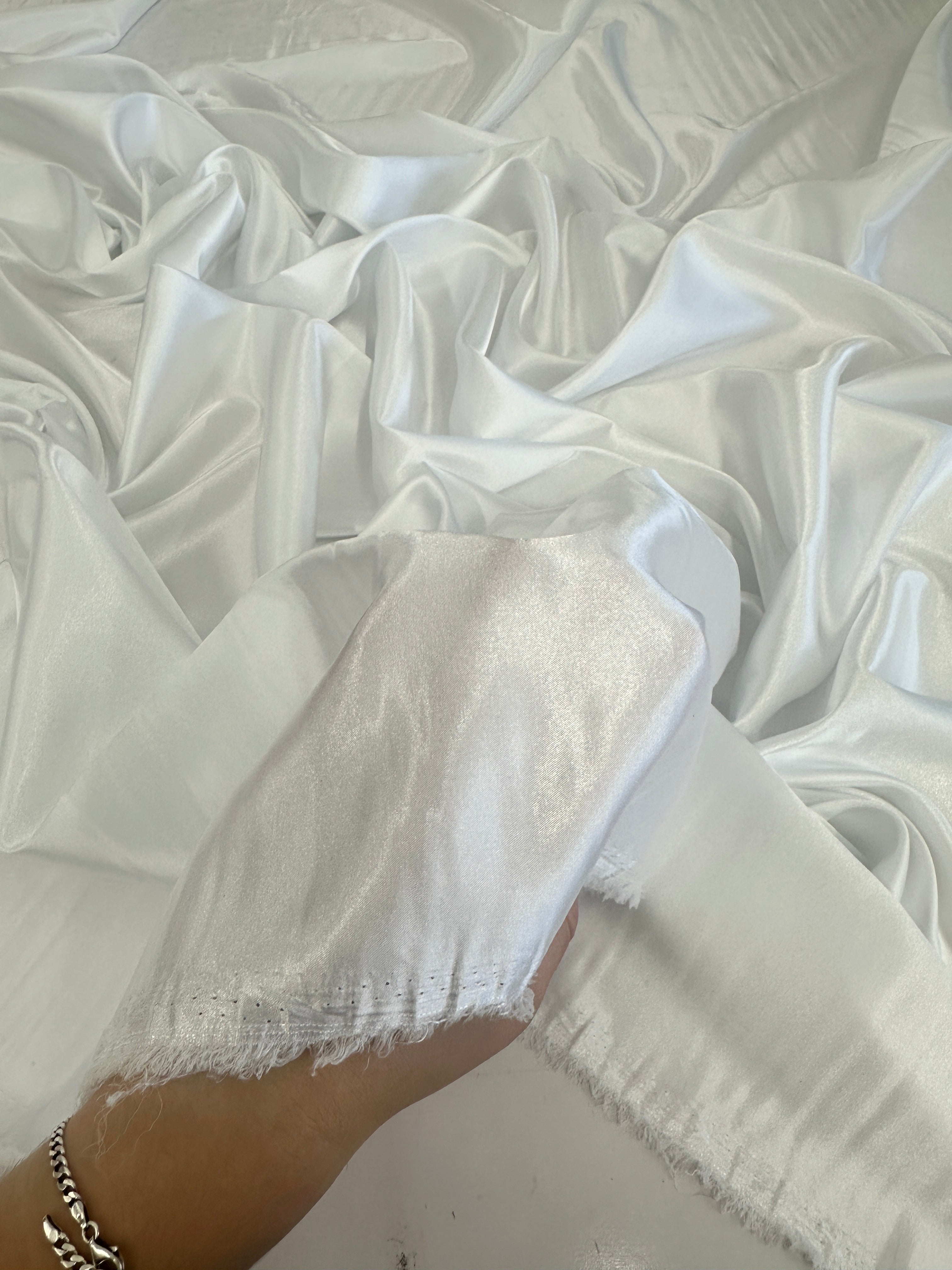 Off White Luxury Silky Satin, Shop Fabrics Online, Sewing, Fabric Store, Sewing Store, Cheap Fabric Store, Kiki Textiles, Textile by the Yard