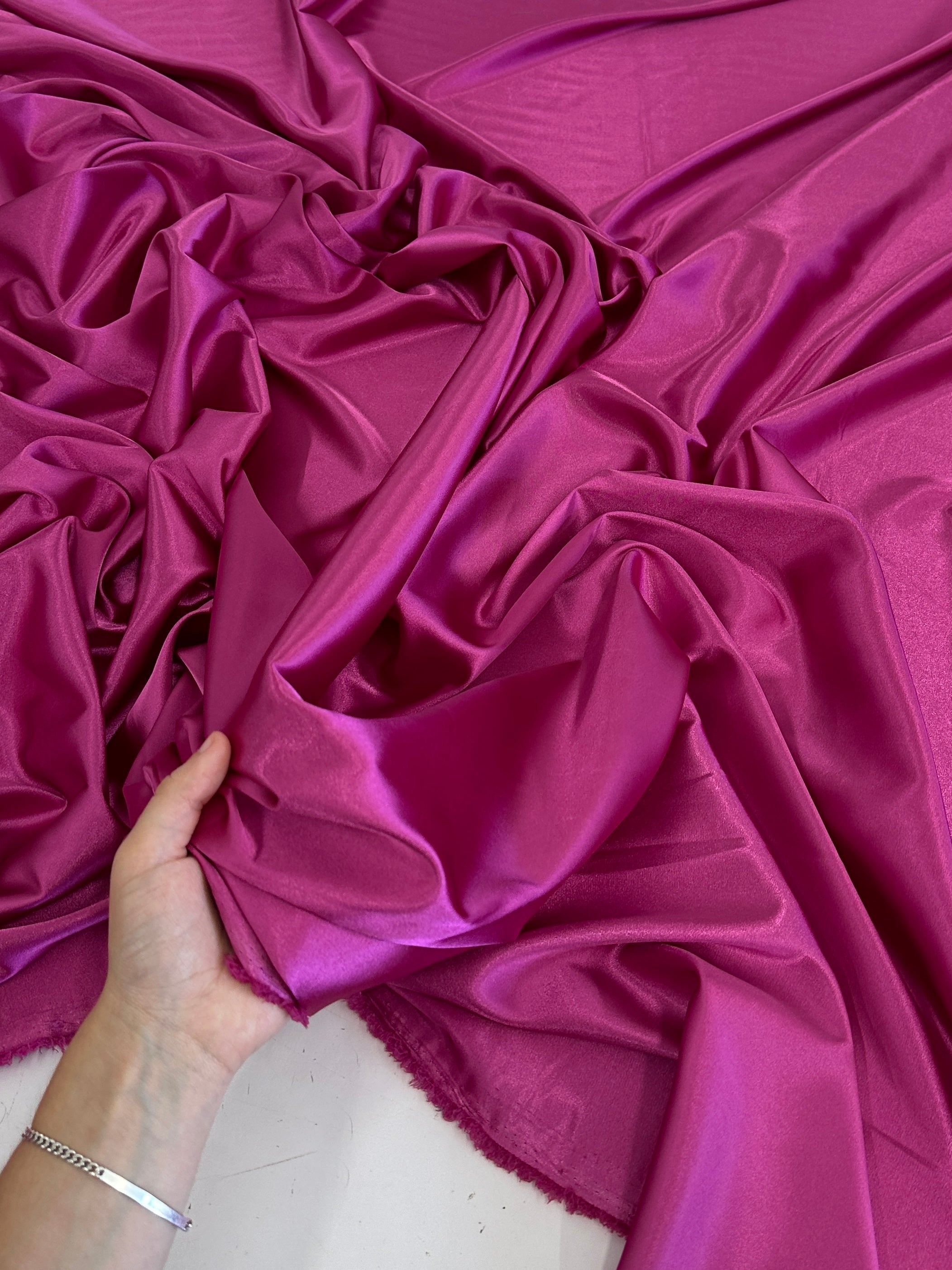 Fuchsia Luxury Silky Satin, Luxury Silky Satin, Silky Satin, Premium Stretch Crepe Back Satin, Satin for Bride, Satin for Women, Satin in Low Price, Cheap Satin, Satin on Sale