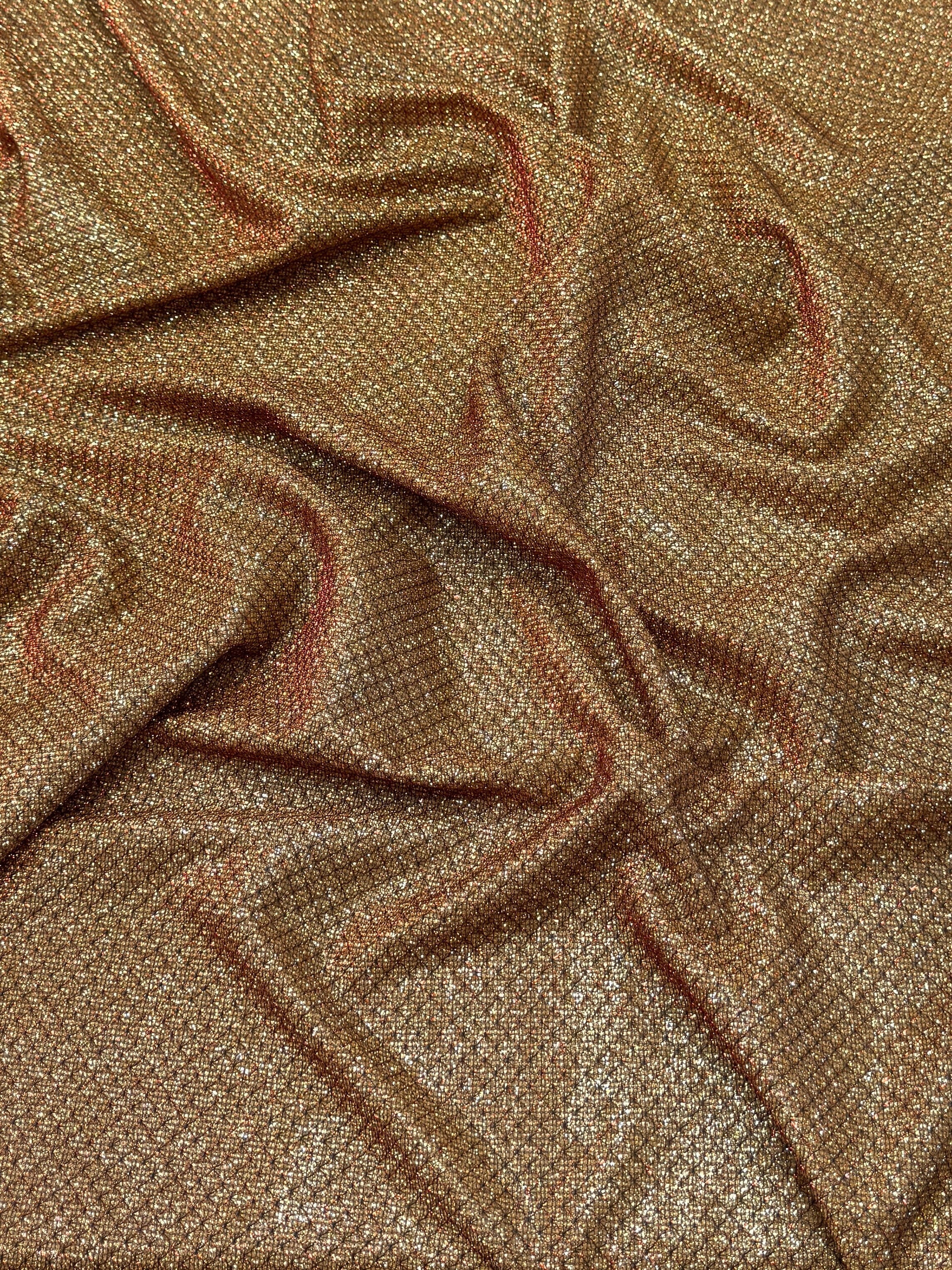 Antique Gold Crackle Shimmery Lurex, Glittery Fabric, Stretch Metallic Lurex, Sparkle Fabric, Lurex Fabric for Sale, All Way Stretch Lurex, Lurex for Leggings